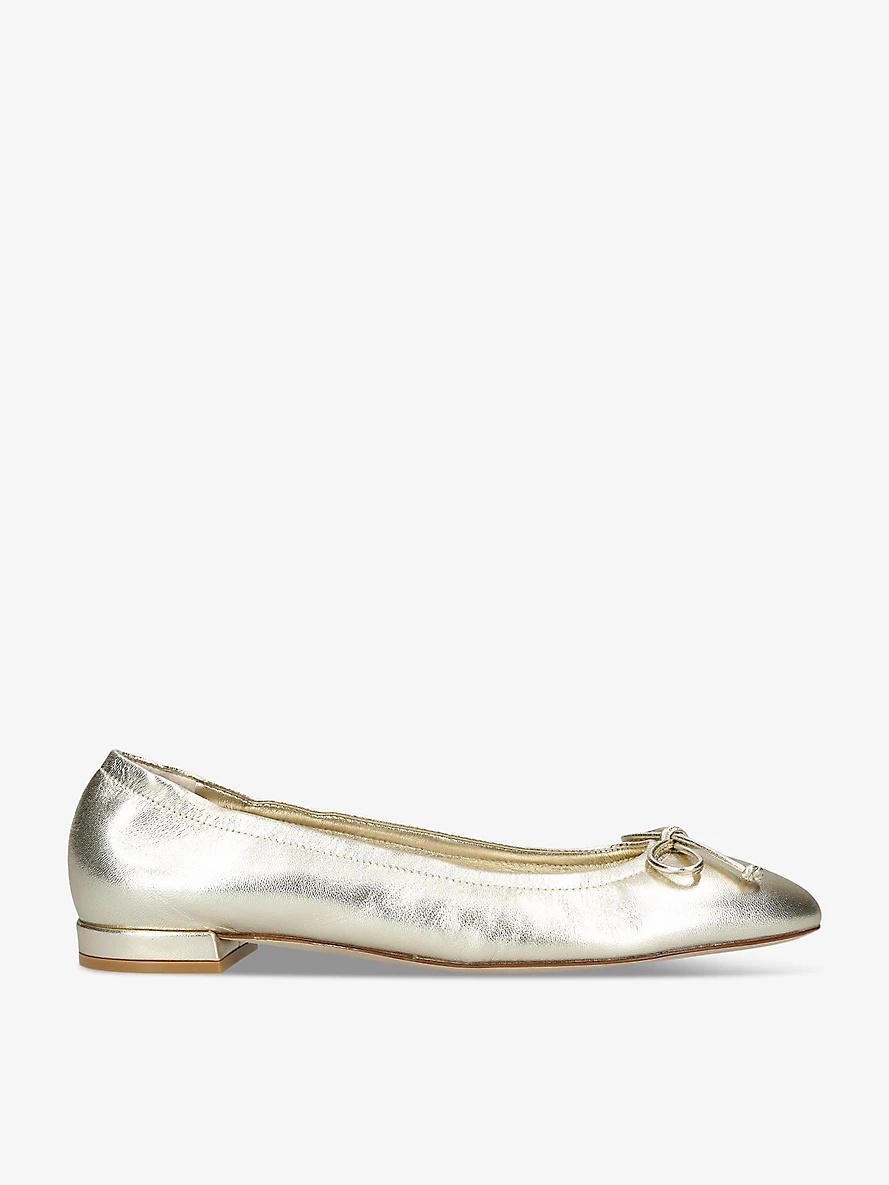 Bria bow-embellished metallic-leather ballet flats - 1