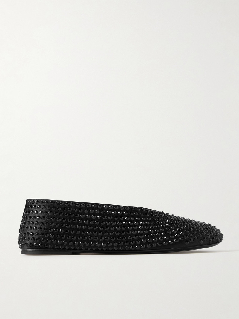 Marcy Crystal-embellished Satin Ballet Flats 1