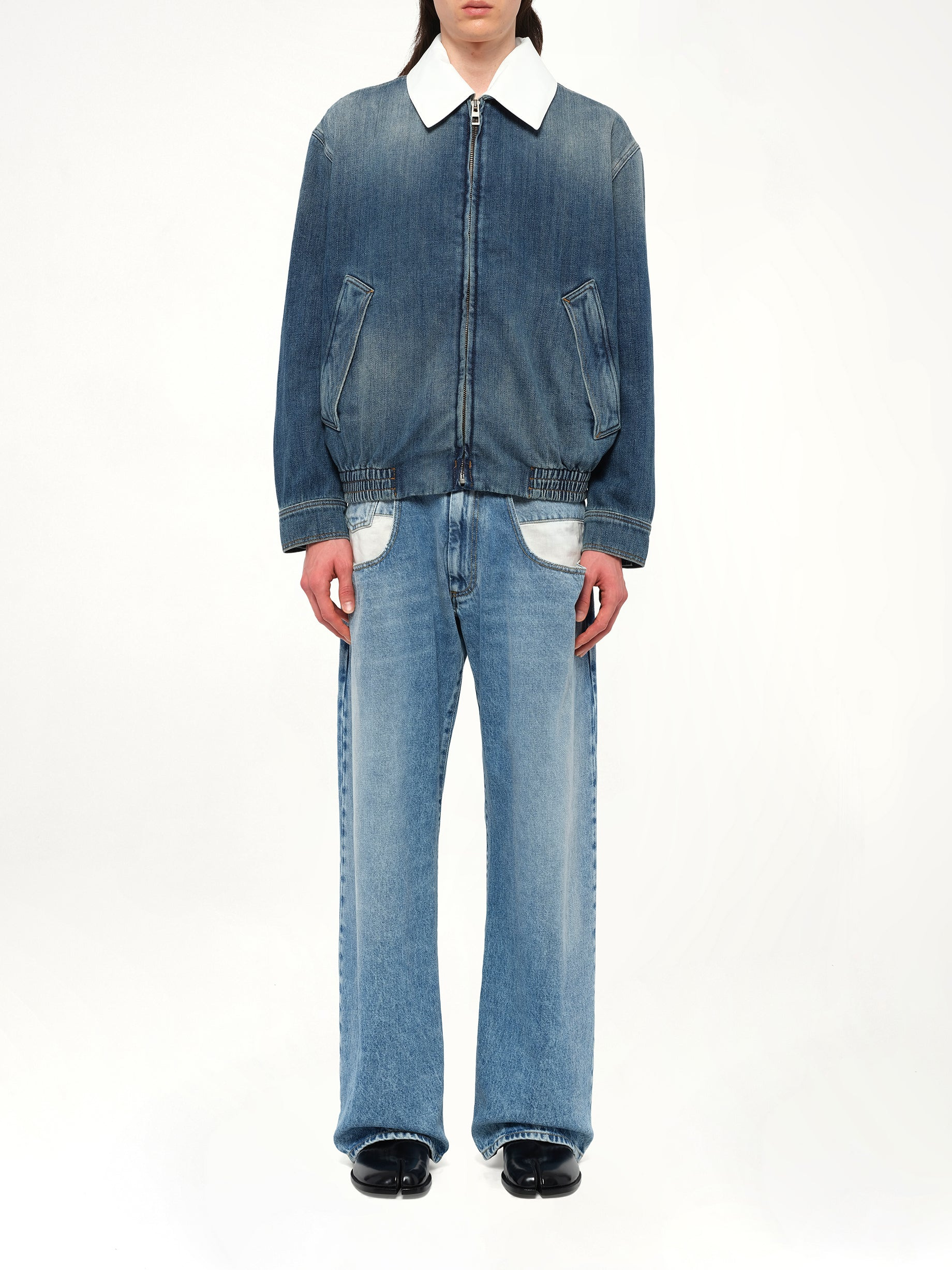 Zip-Up Denim Jacket in Blue - 7