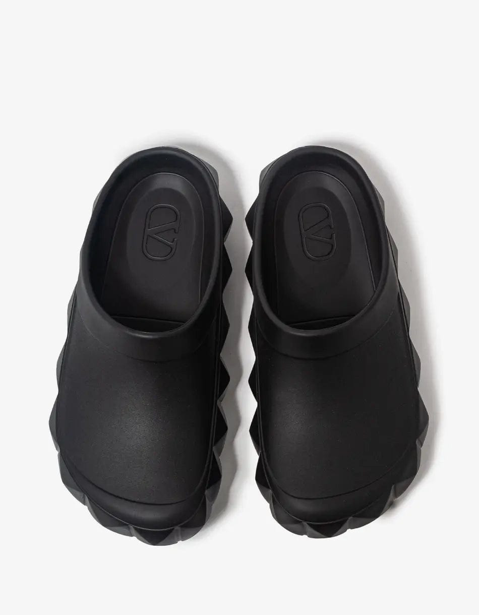 Valentino Black Roman Stud Turtle Clog - 4