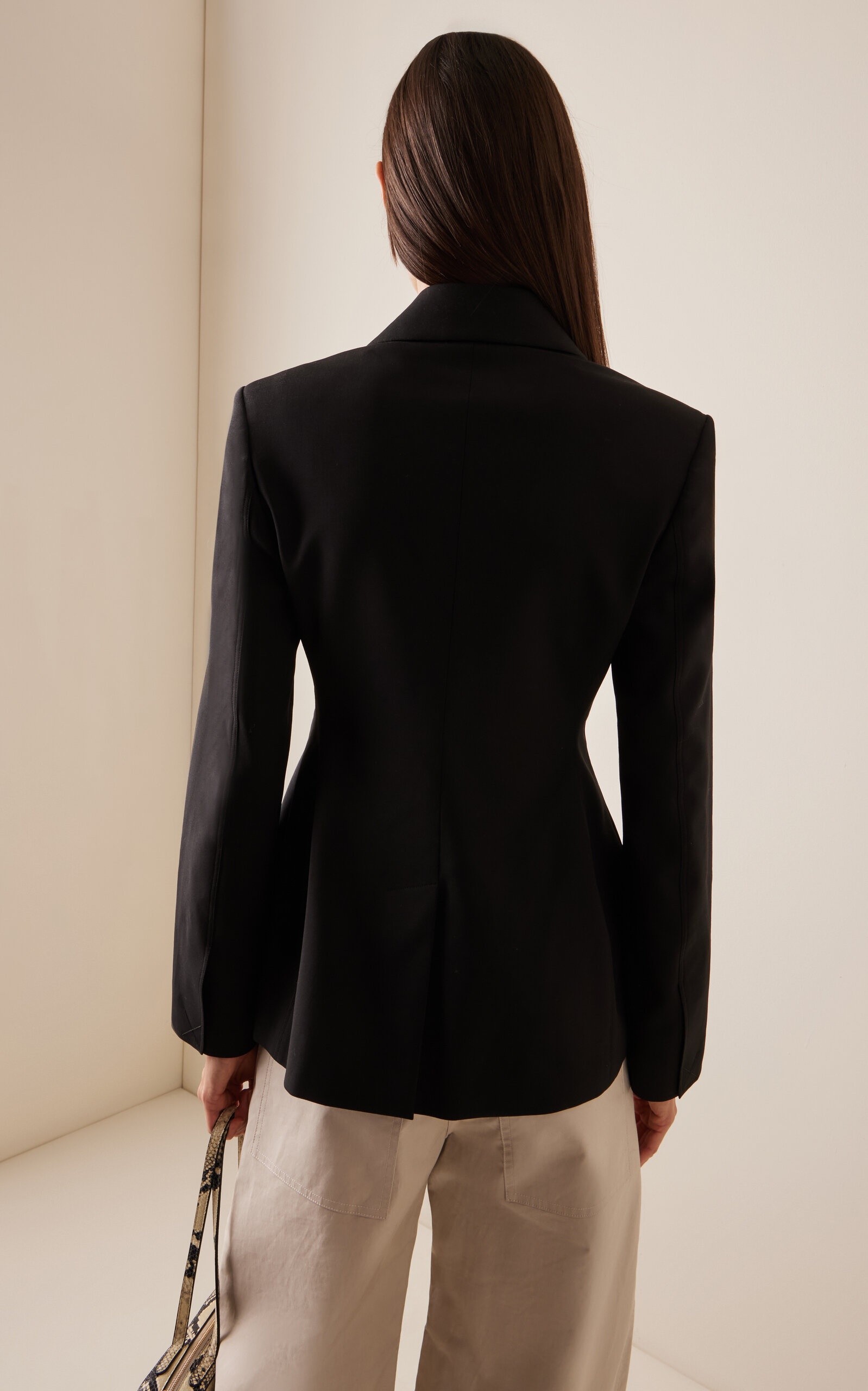 Double Breasted Wool Blazer black - 4