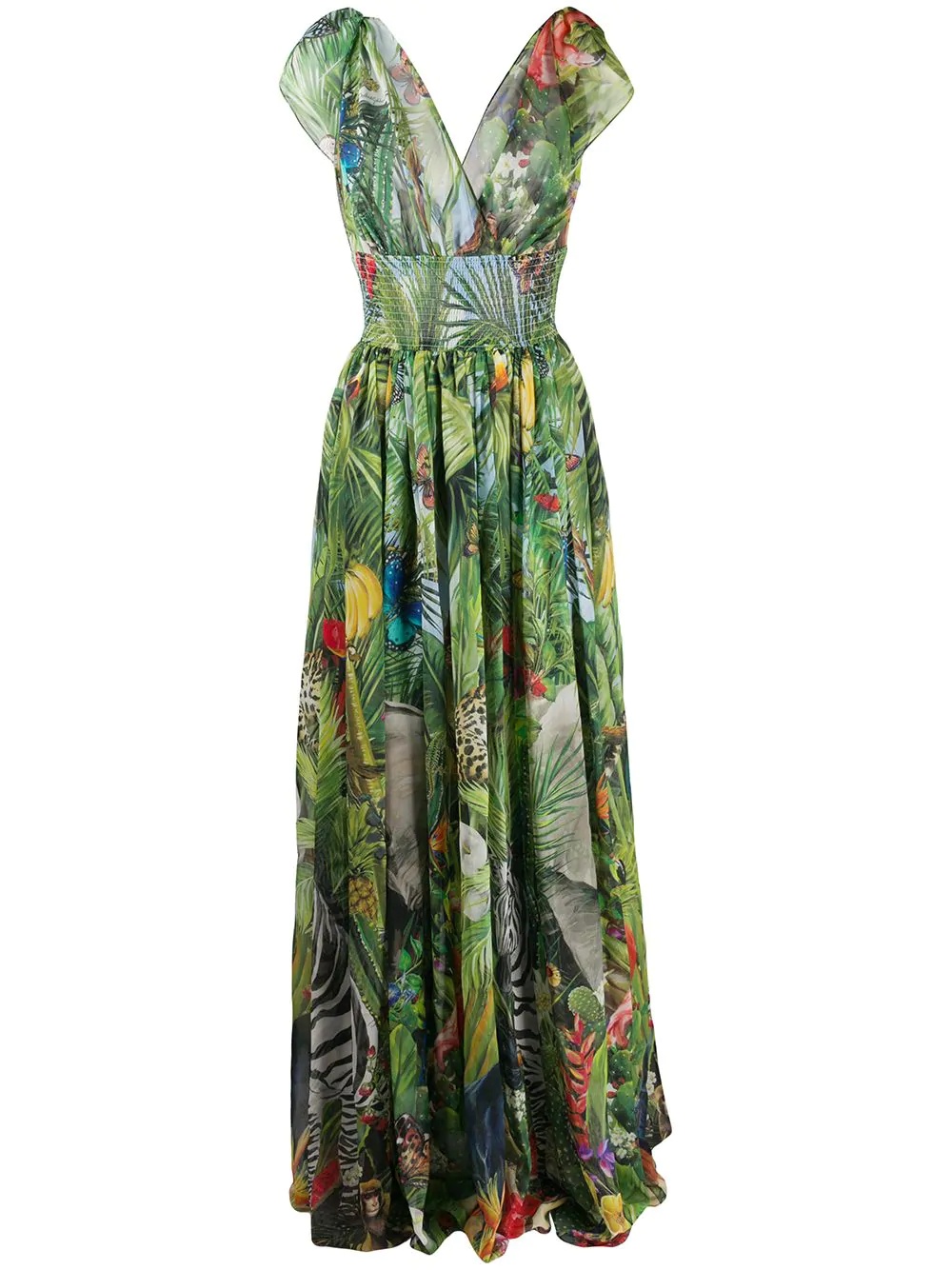 jungle-print long dress - 1