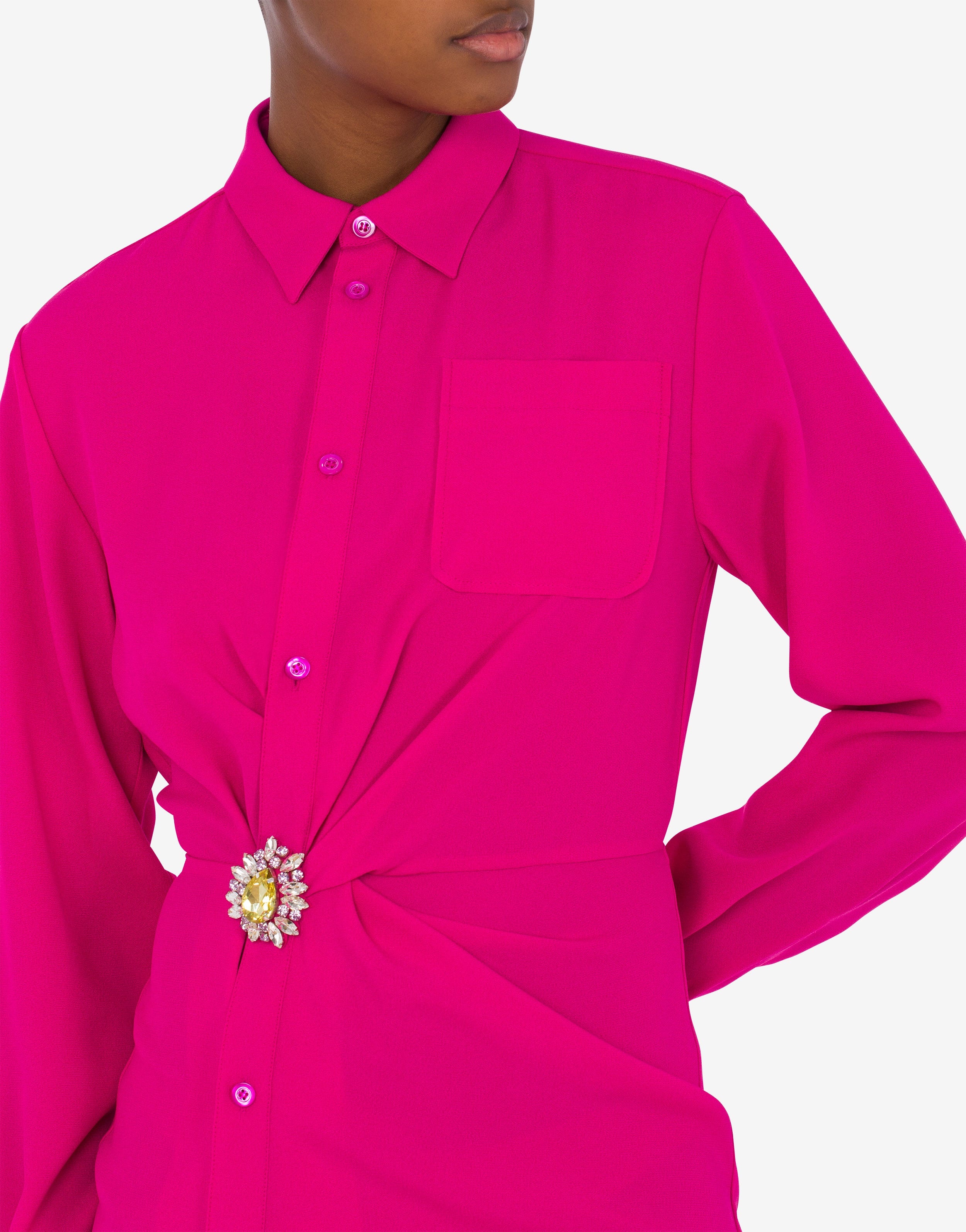 JEWEL FLOWER ENVERS SATIN DRESS - 4