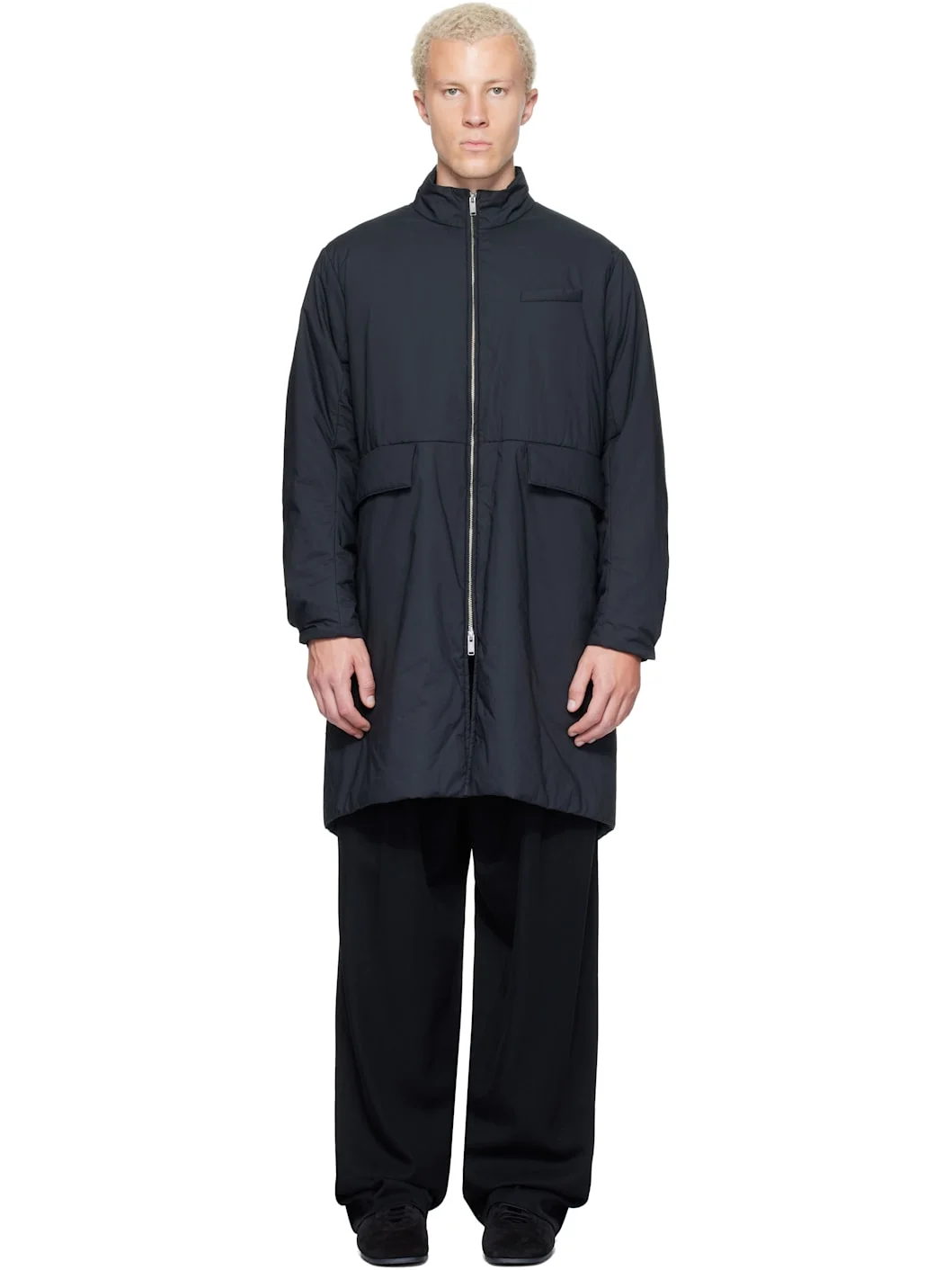 Black Cindy Sherman Stand Collar Coat - 1