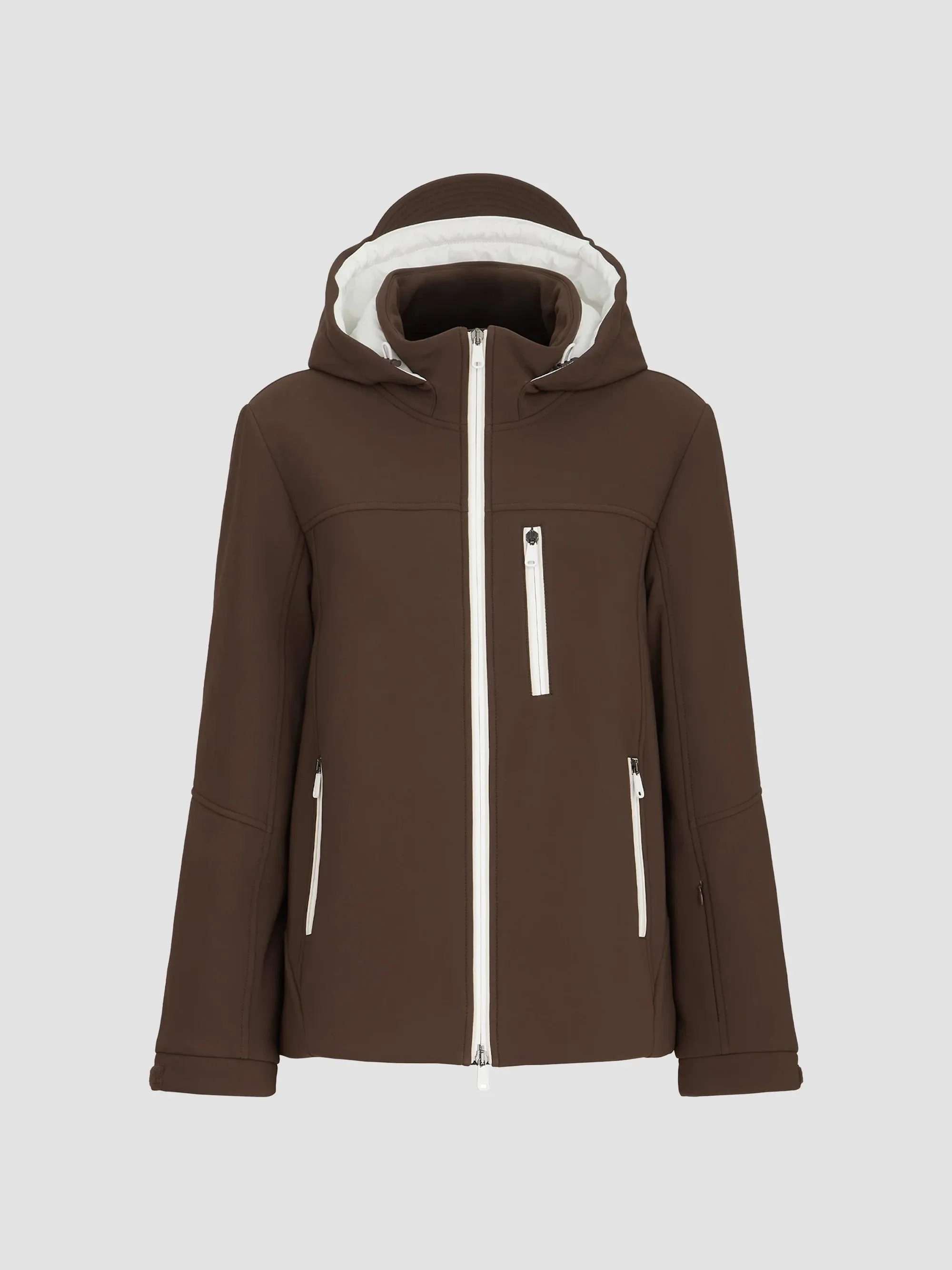 Women's Bonded Techno Fabric Hooded Mountain Jacket - Brown - 1
