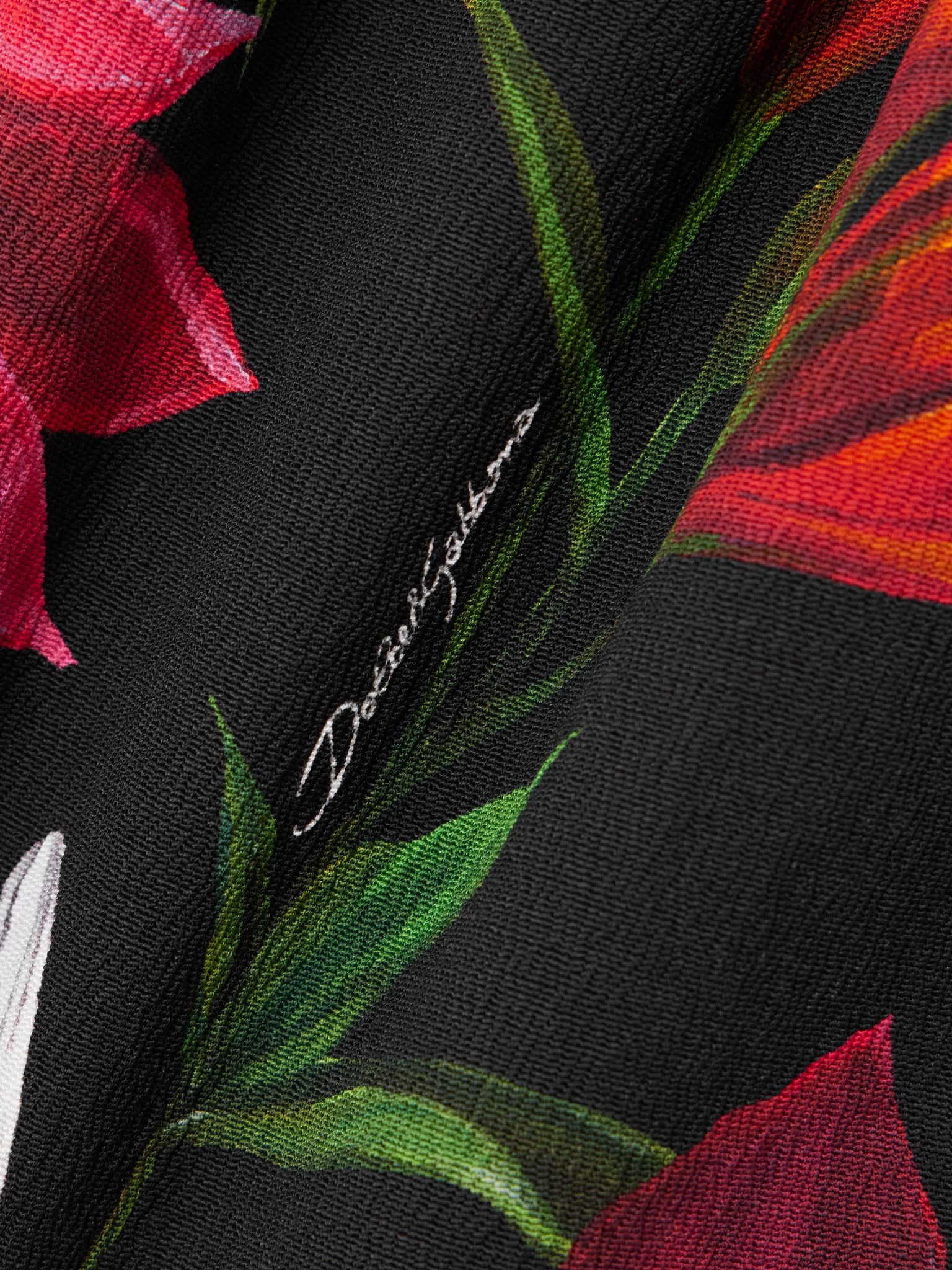 Floral-print woven mini dress Black - 4
