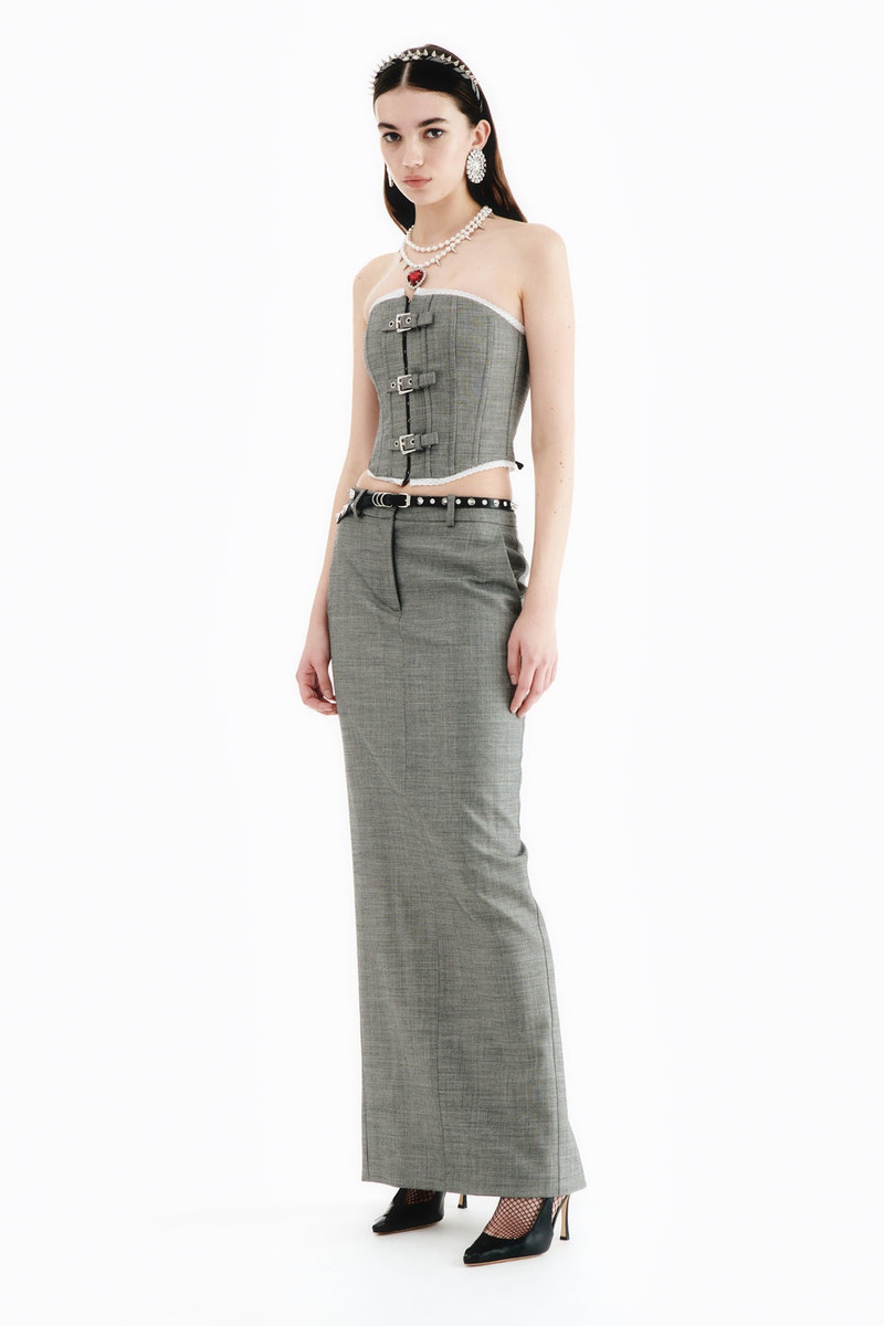 Alessandra Rich LIGHT WOOL LONG SKIRT outlook