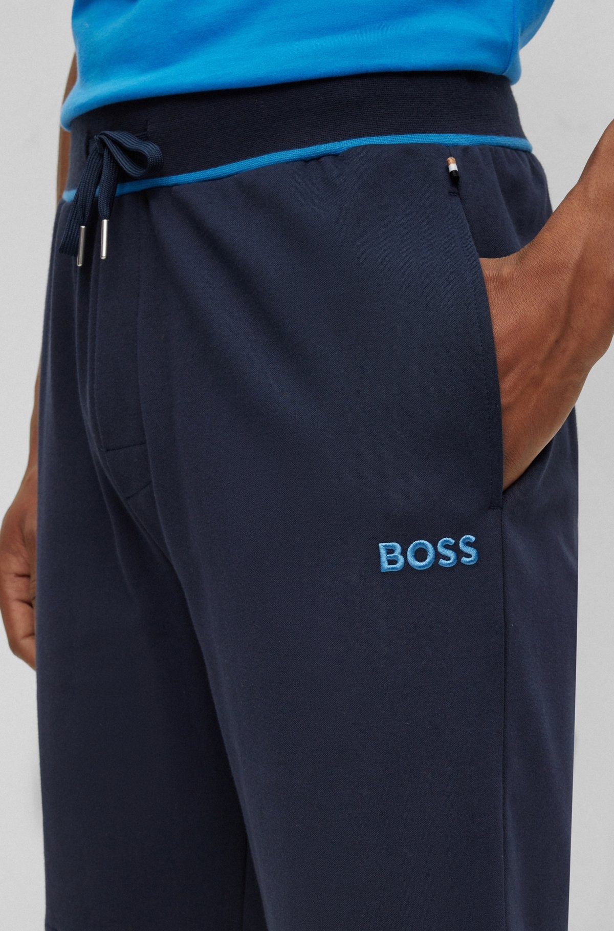 EMBROIDERED-LOGO LOUNGEWEAR SHORTS IN COTTON-BLEND PIQUÉ - 5