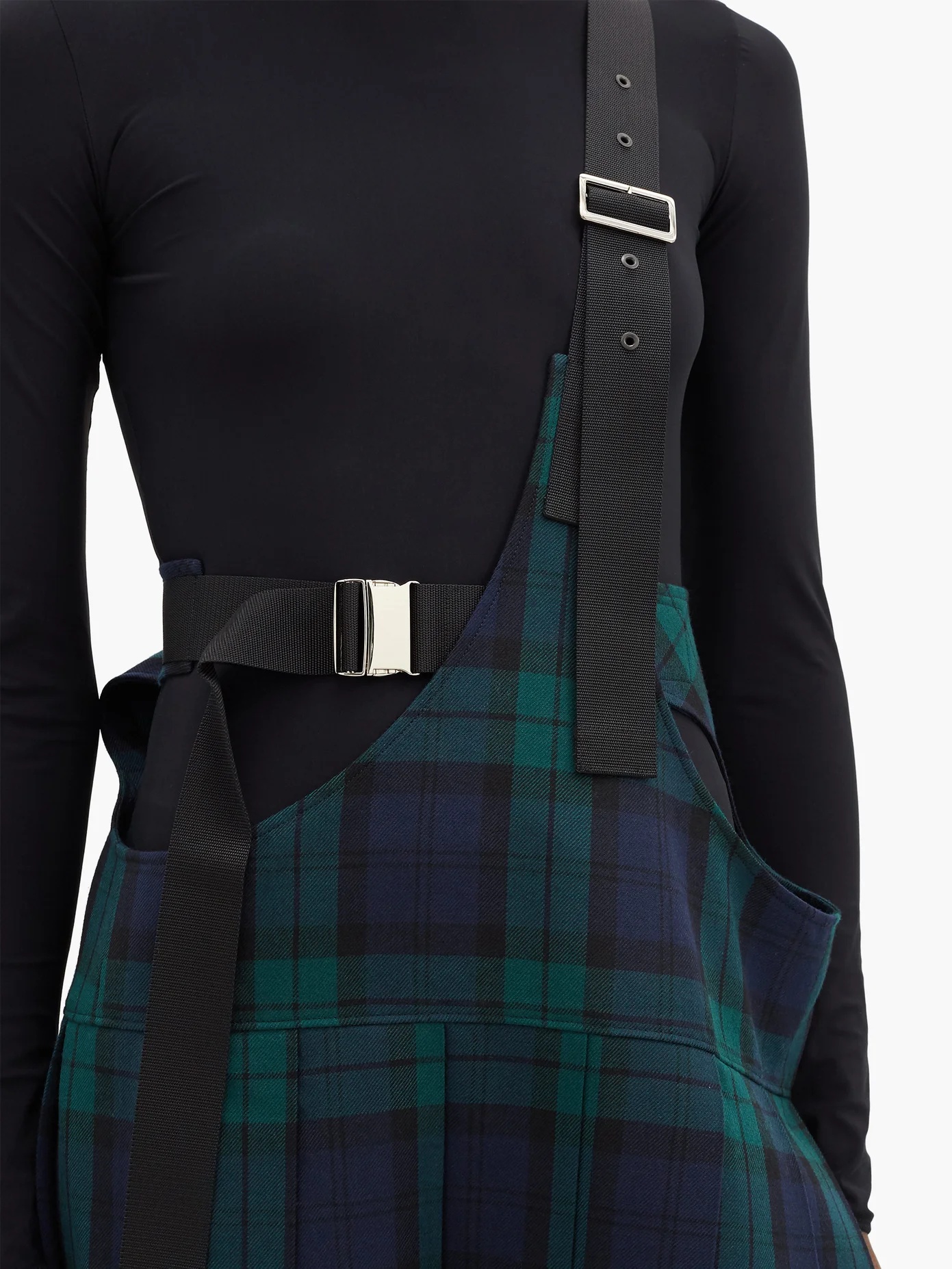 Shoulder-strap pleated tartan wool kilt - 3