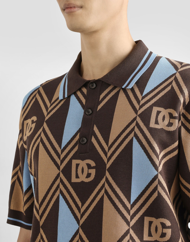 Cotton-jacquard piqué polo shirt 4