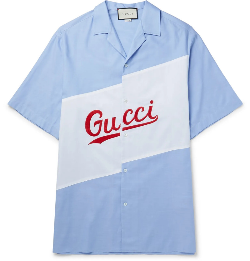 Oversized Camp-Collar Logo-Embroidered Cotton-Poplin Shirt - 1
