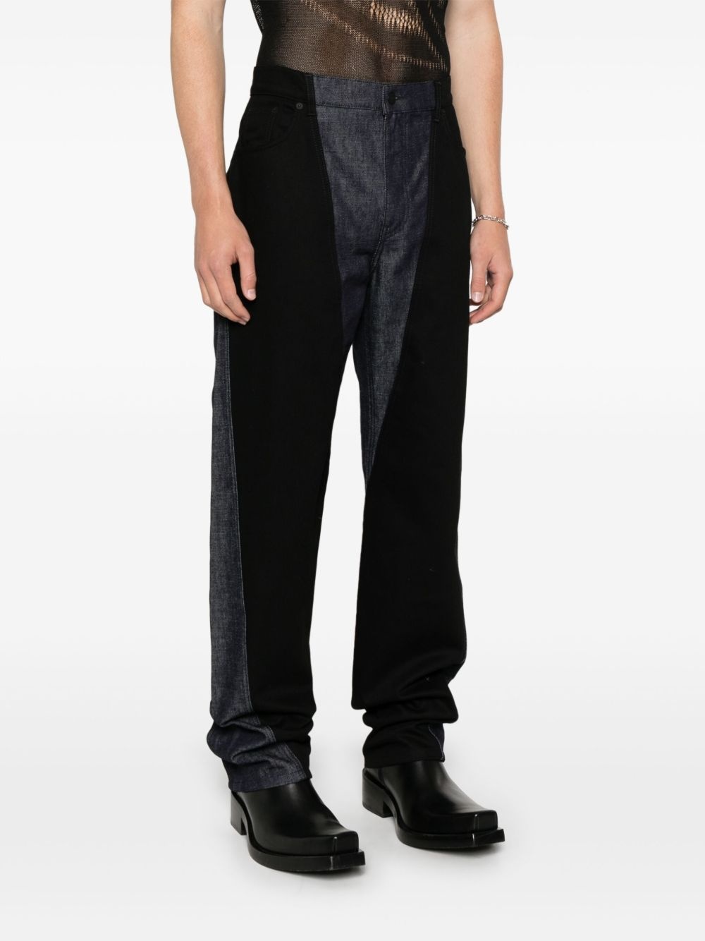 bi-color straight-leg jeans - 3