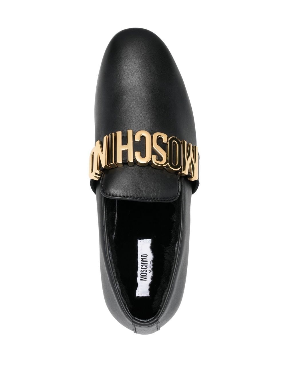 logo-plaque leather loafers - 4