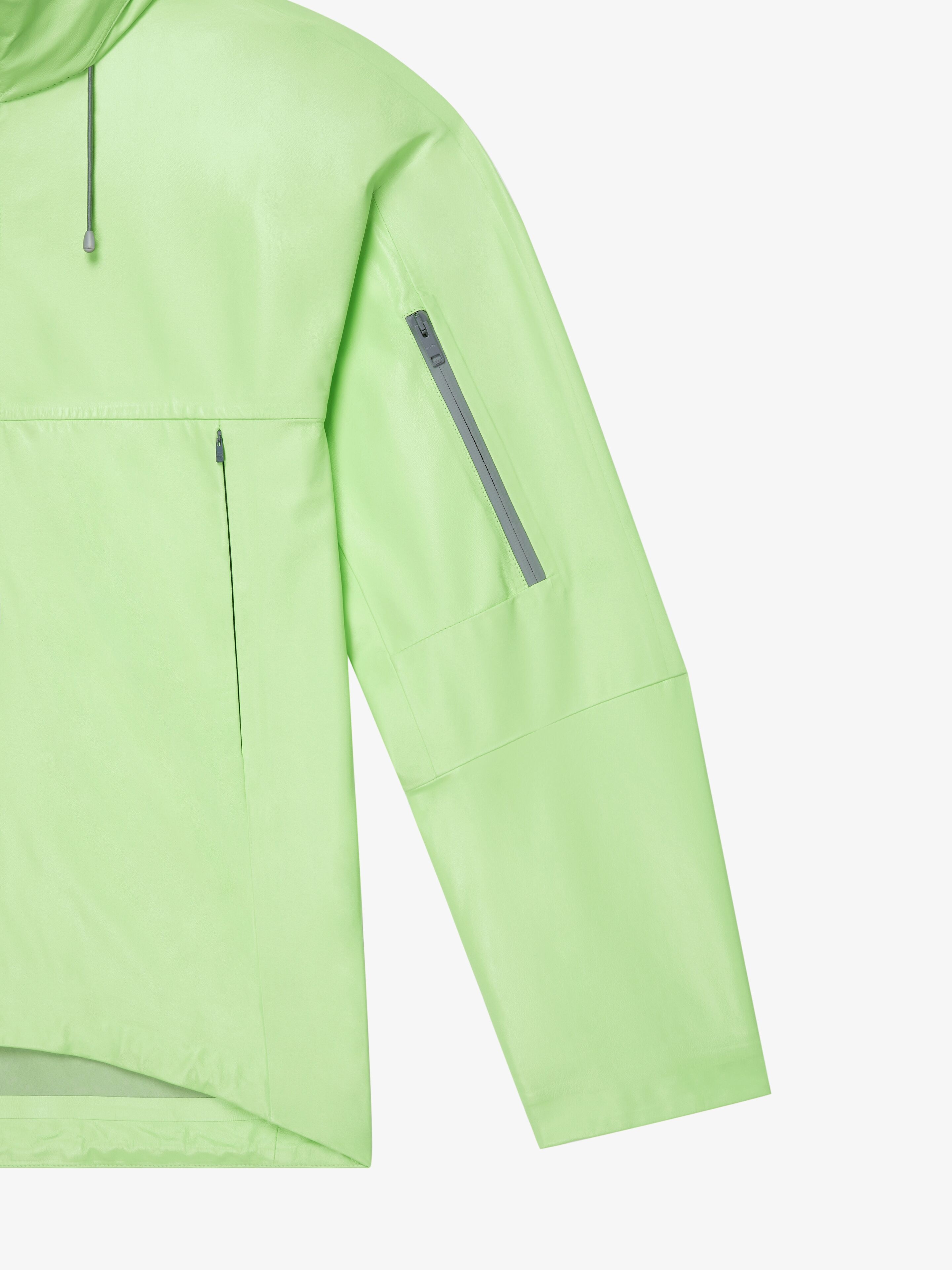 WINDBREAKER IN LEATHER WITH REFLECTIVE DETAILS - 5