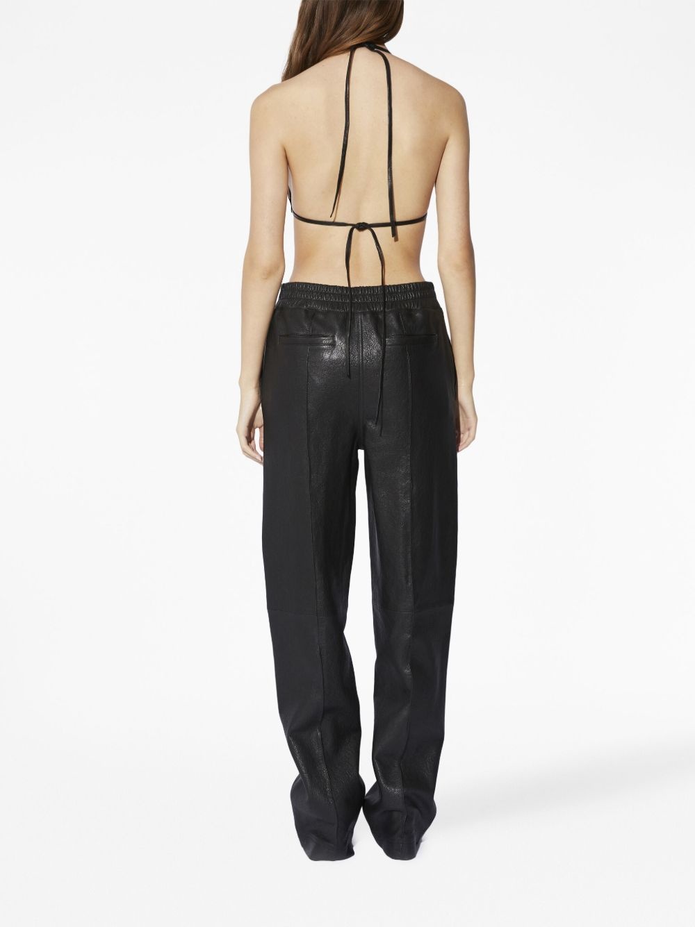elasticated-waist leather trousers - 3