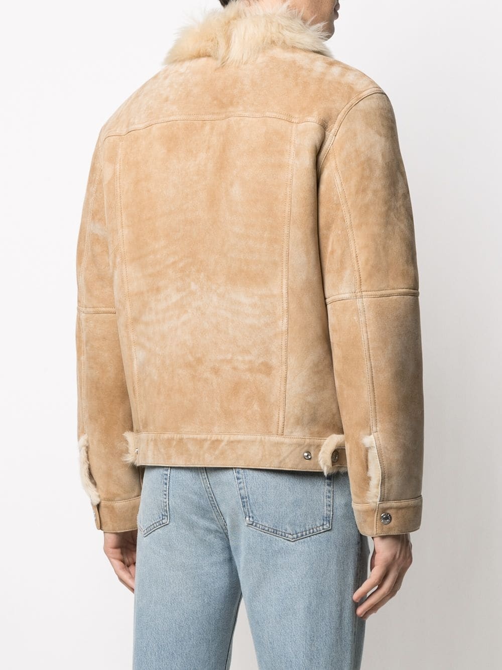 buttoned-up shearling jacket - 5