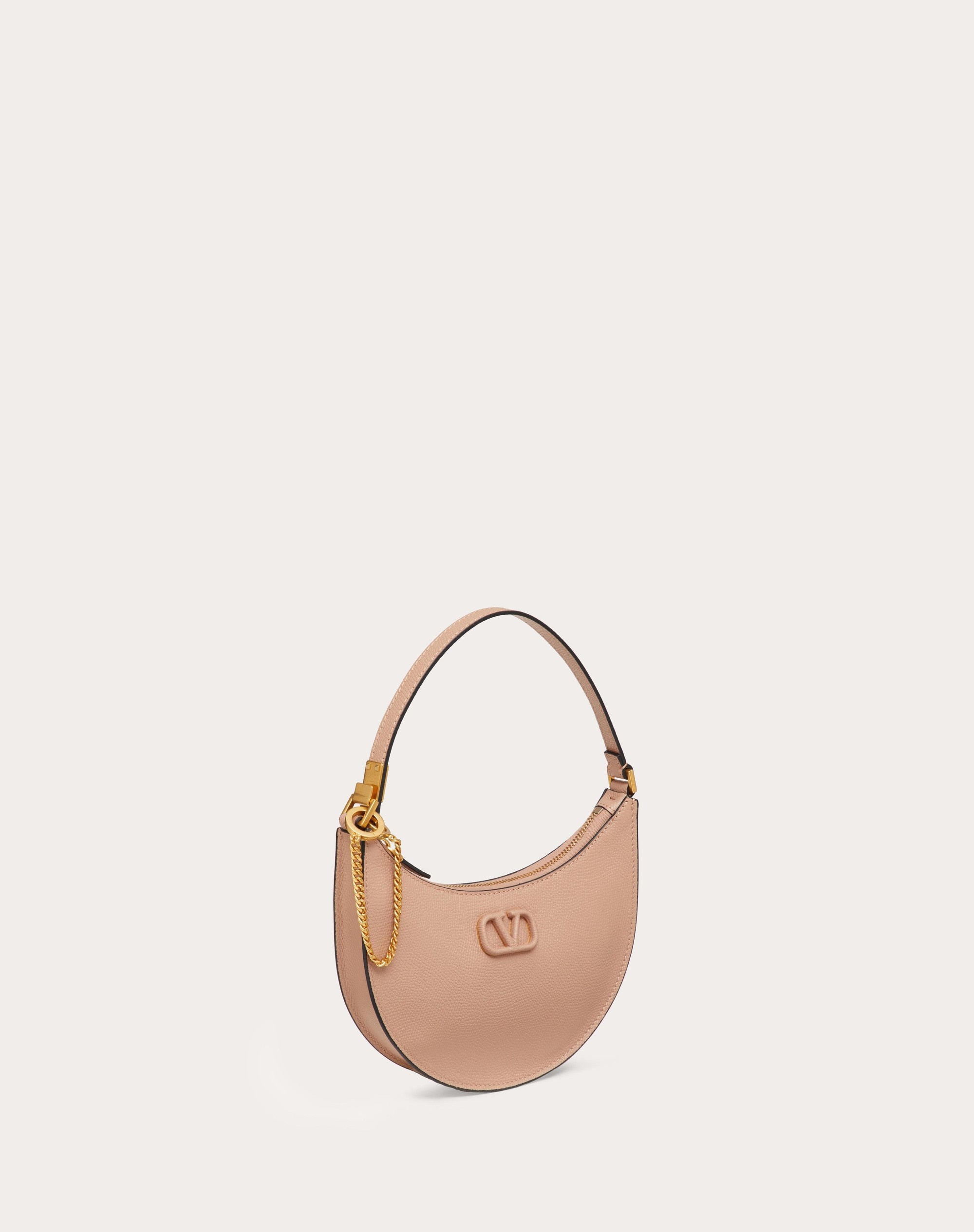 MINI VLOGO SIGNATURE GRAINY CALFSKIN HOBO BAG - 3
