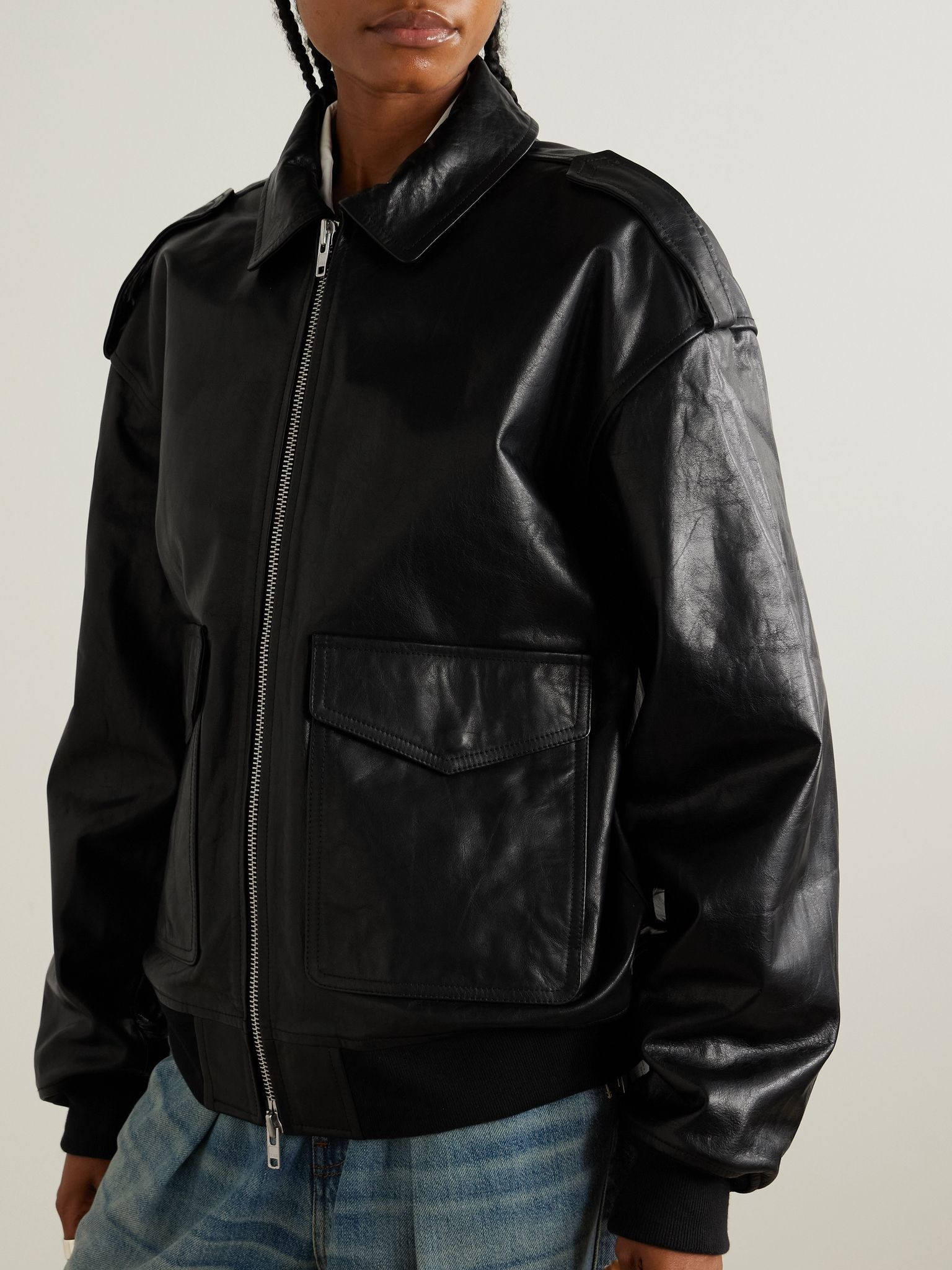 Viper oversized leather jacket Black - 3