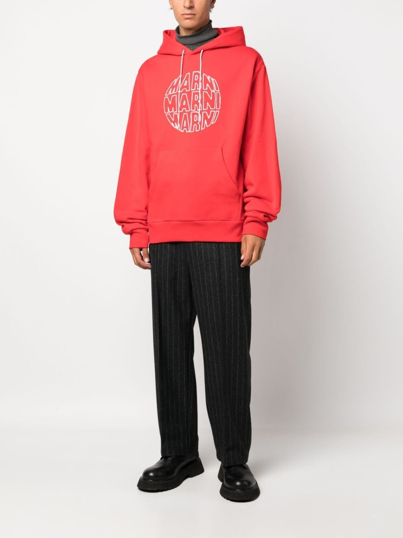 Marni logo-print cotton hoodie outlook