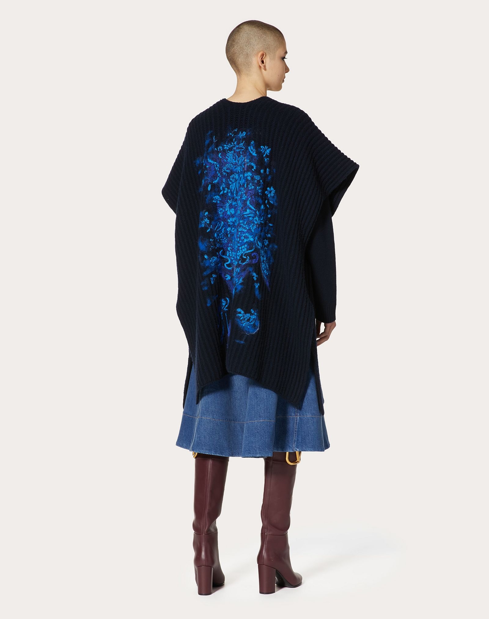 Embroidered Cashmere Wool Poncho - 4