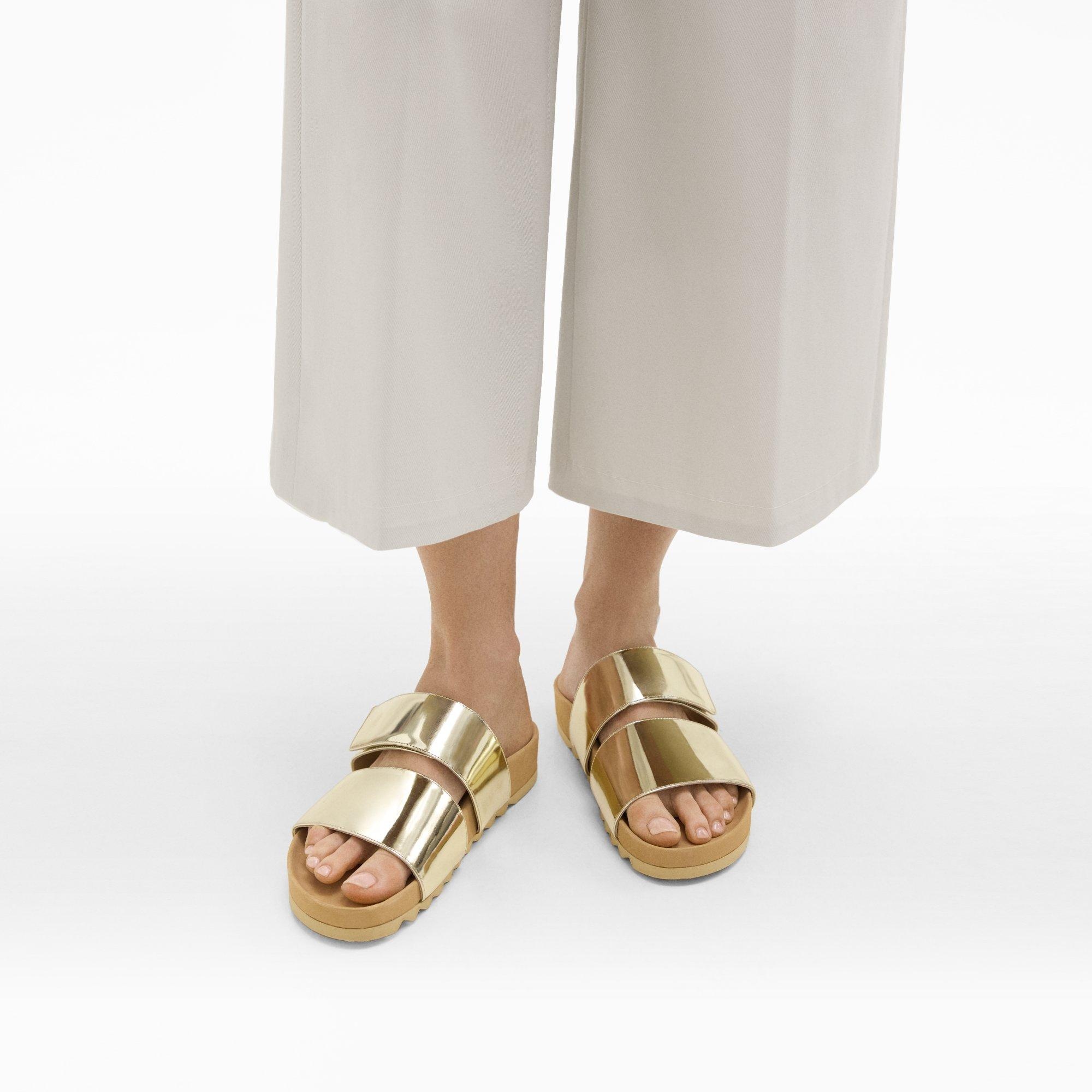 Slide Sandals in Metallic Leather - 2