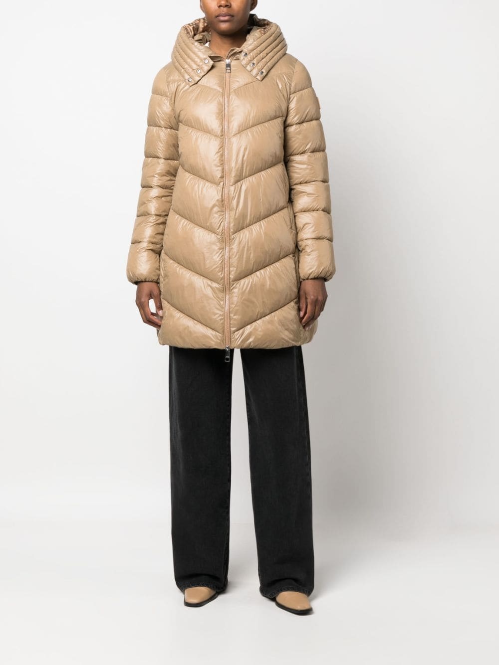 funnel-neck quilted raincoat - 2
