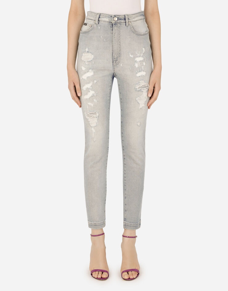 Light blue denim Grace jeans with ripped details - 1