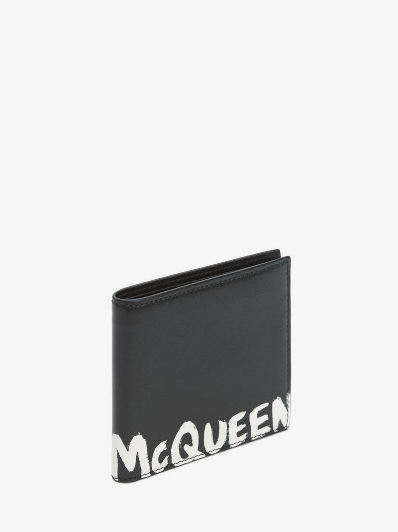 Alexander McQueen Men's McQueen Graffiti Billfold Wallet in Black/white outlook