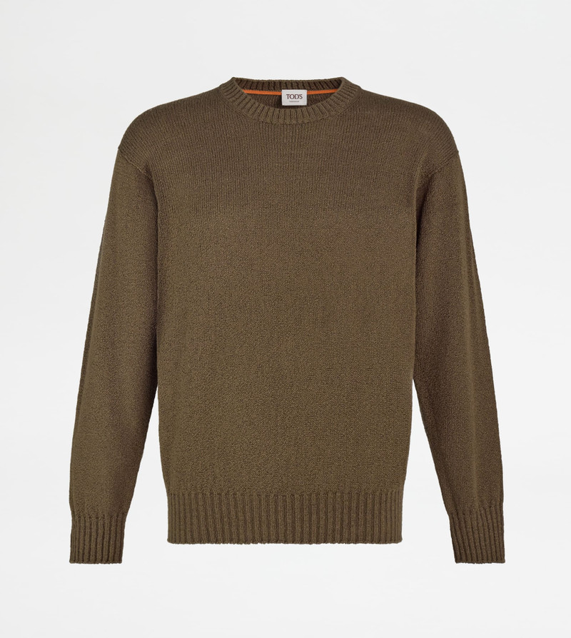 ROUND-NECK PULLOVER IN COTTON - GREEN 1