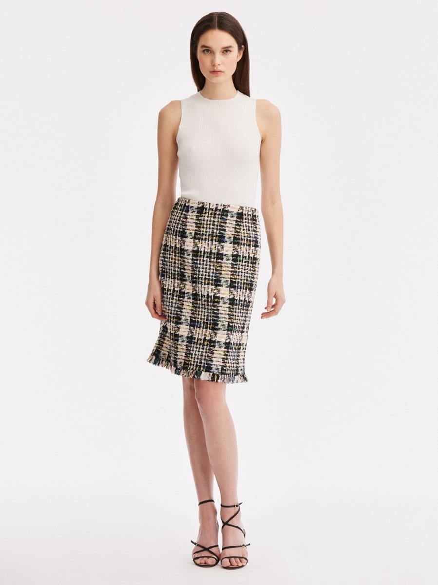 MULTICOLOR TWEED PENCIL SKIRT - 1