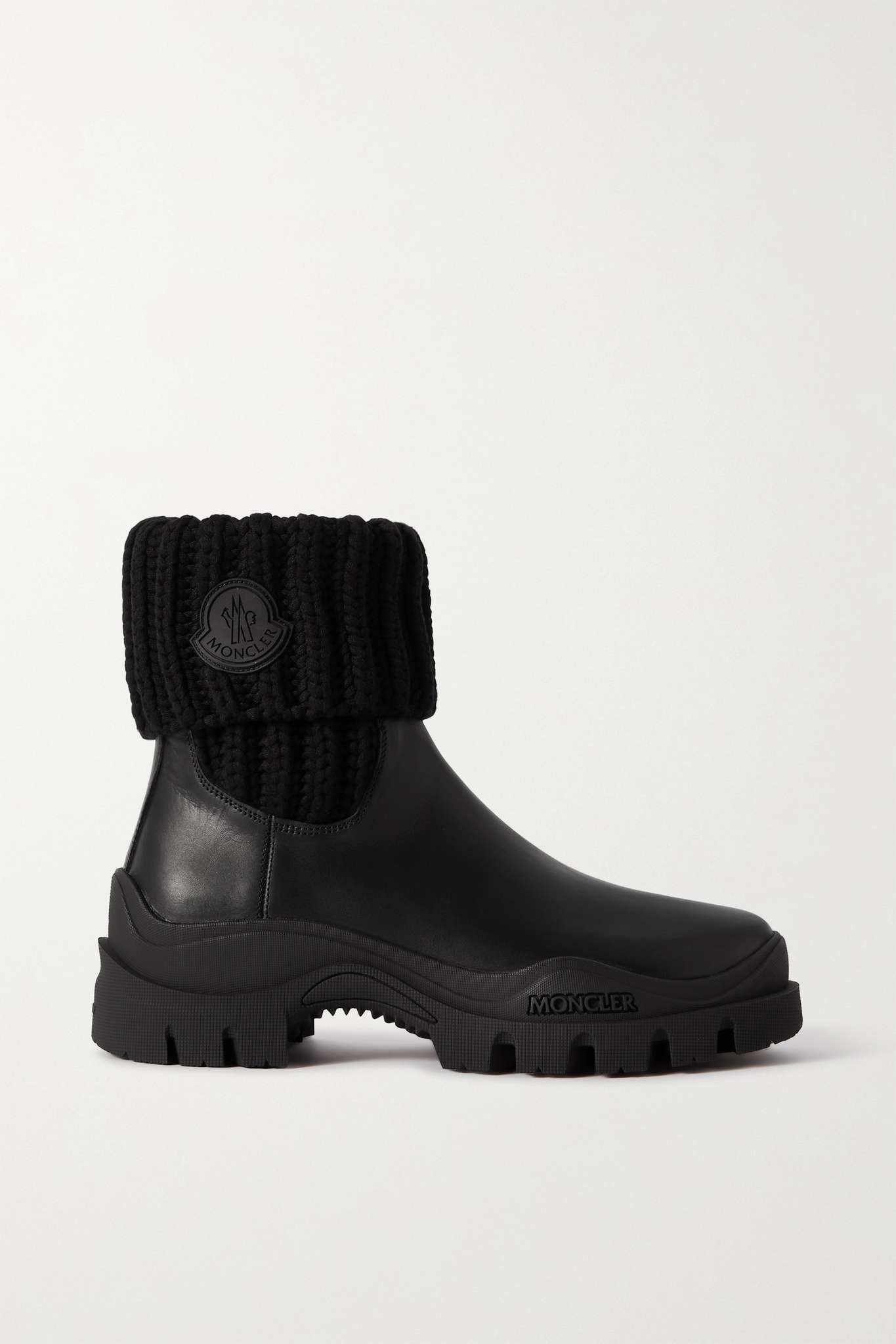 Larue ribbed-knit and leather ankle boots - 1