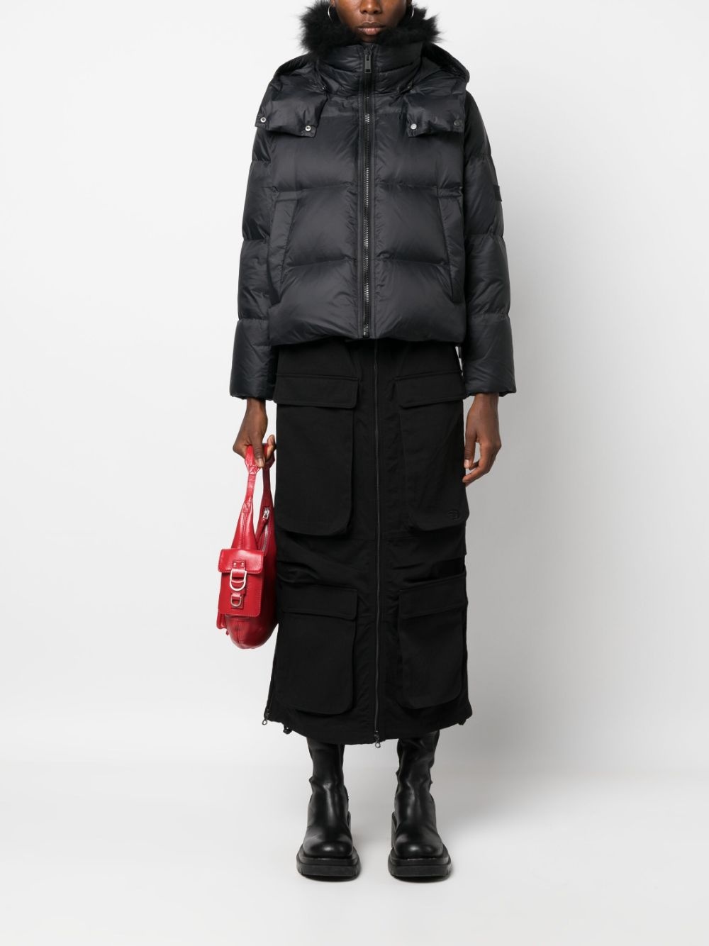 detachable-hood zipped puffer jacket - 2