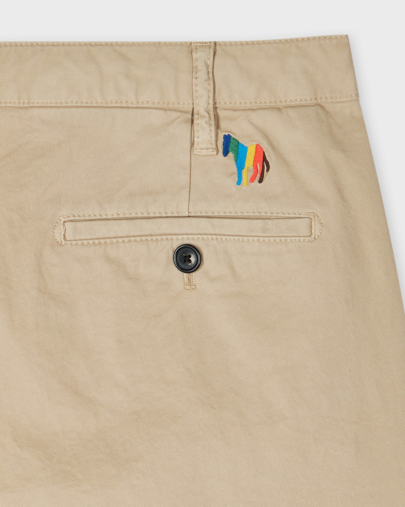 Paul Smith Light Tan Cotton-Twill 'Broad Stripe Zebra' Shorts outlook