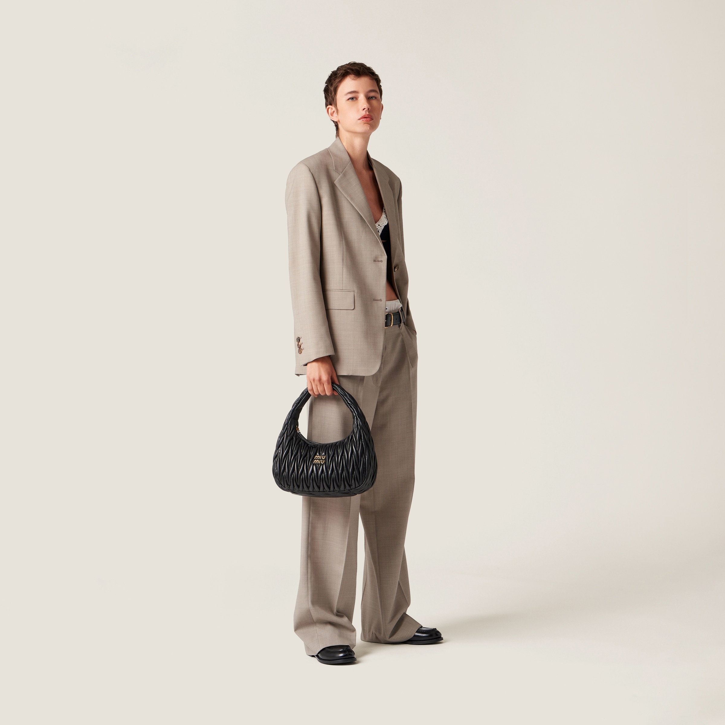 MiuMiu＊Wander matelasse nappa leather hobo bag＊送料込 Miu Miu Wander Matelasse Nappa Leather Hobo Bag White in