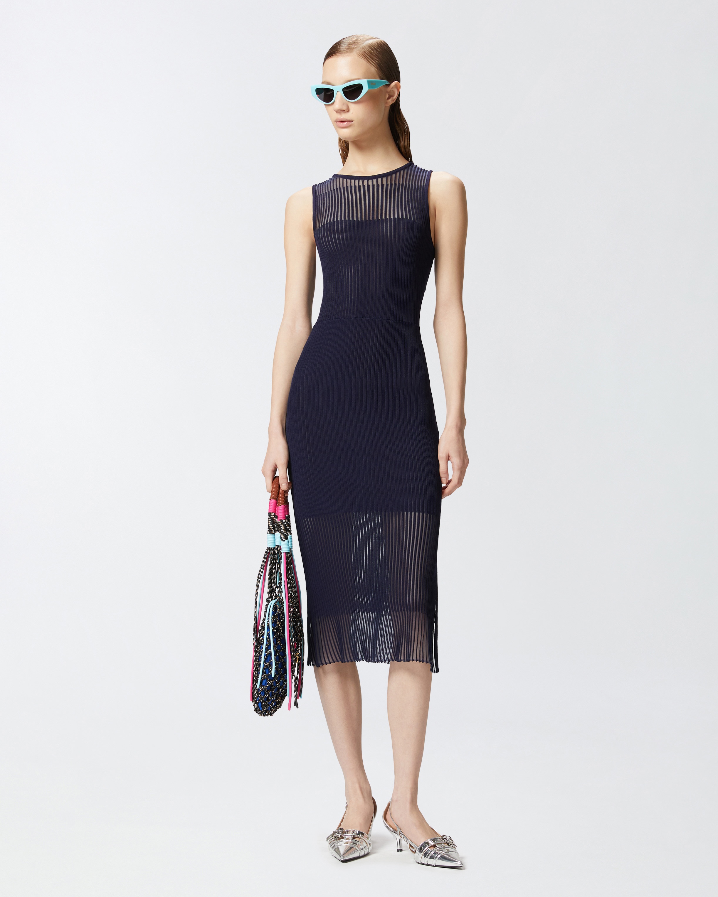 FITTED MIDI DRESS WITH TRANSPARENT RIBS - 3
