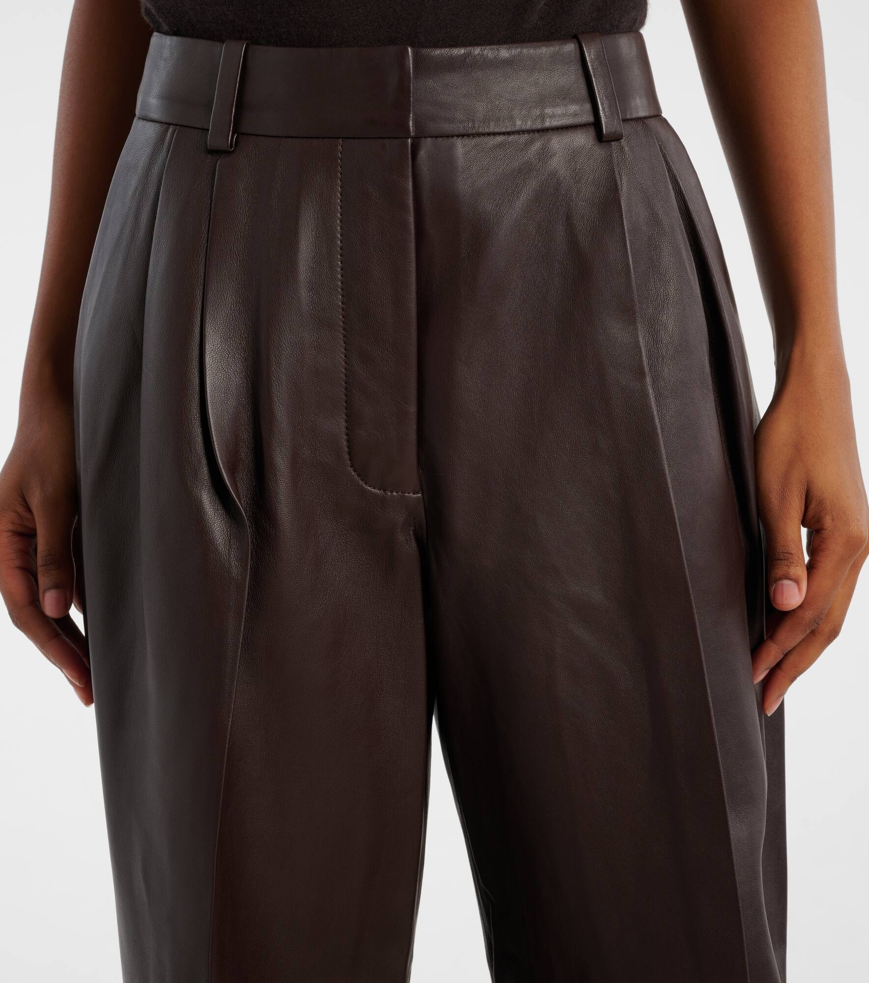 Illustration leather wide-leg pants - 4