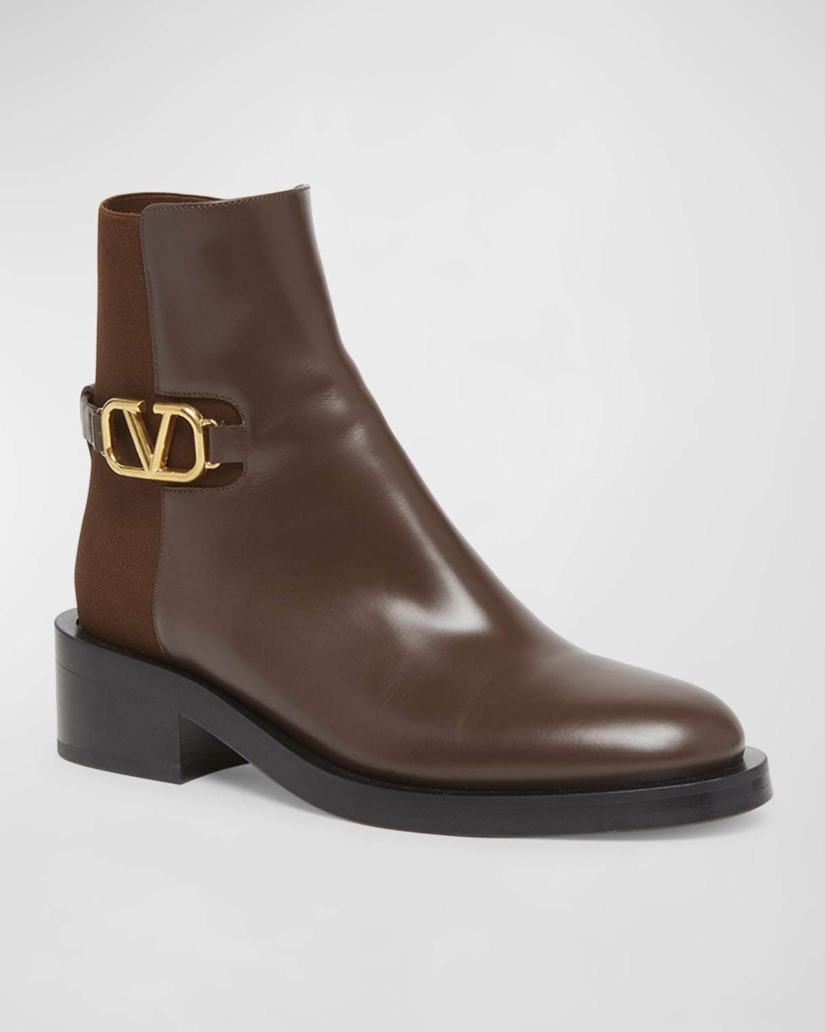 VLogo Leather Zip Booties - 3