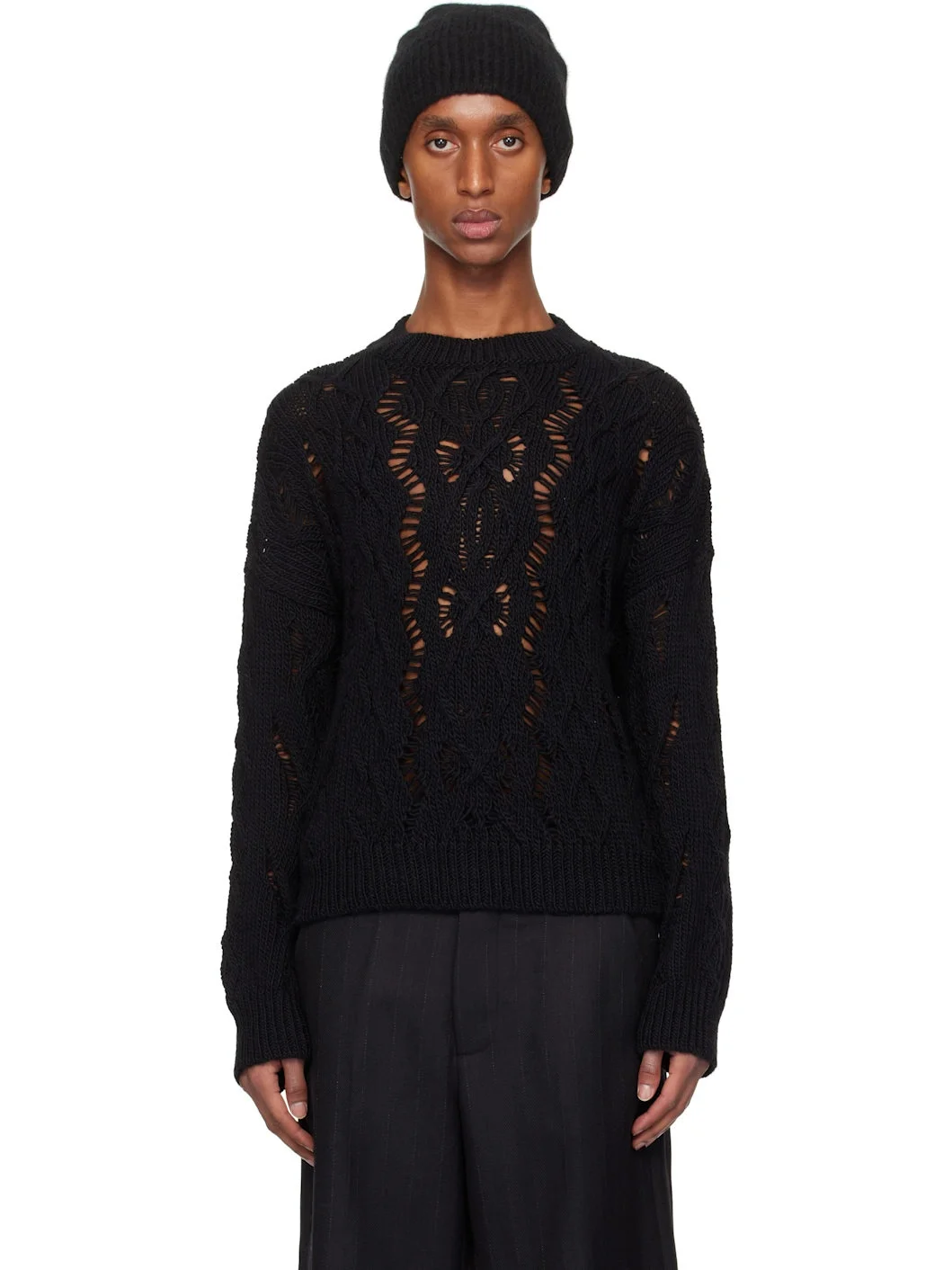 Black Cable Sonar Sweater - 1