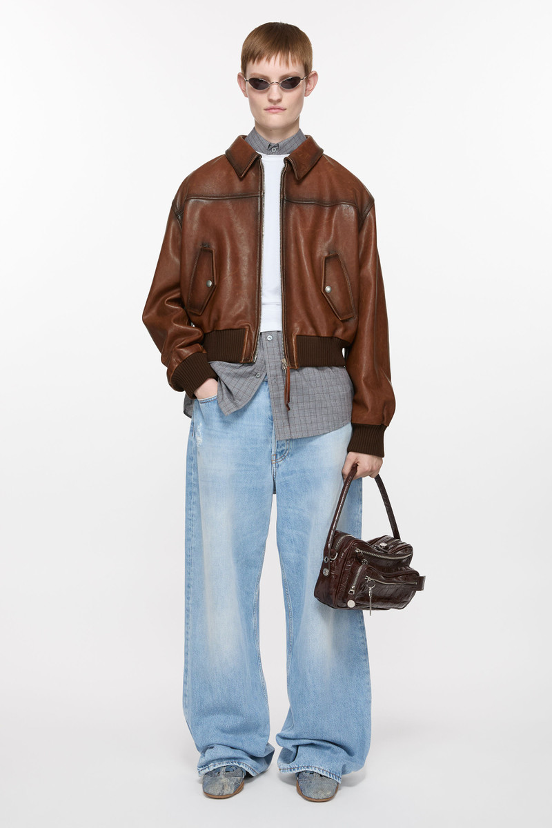 Acne Studios Leather bomber jacket - Tobacco brown outlook