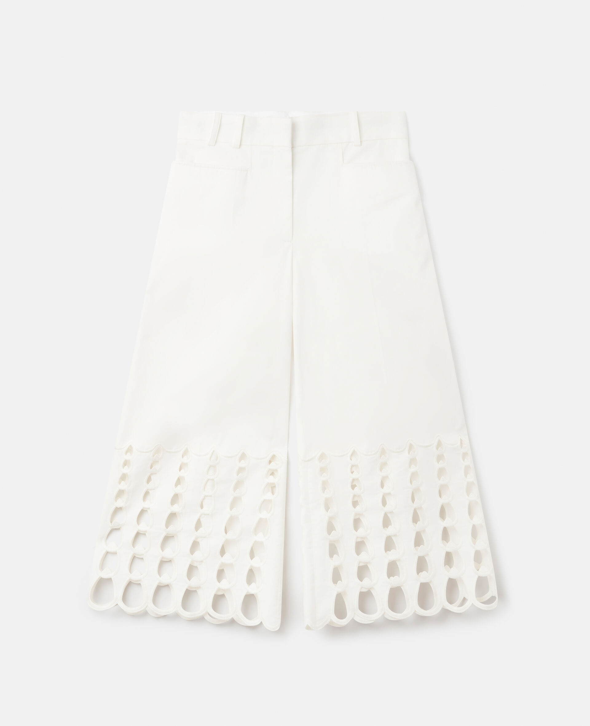 Polished Cotton Crochet Embroidery Trousers - 1