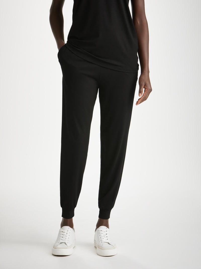 Women's Track Pants Basel Micro Modal Stretch Black - 3