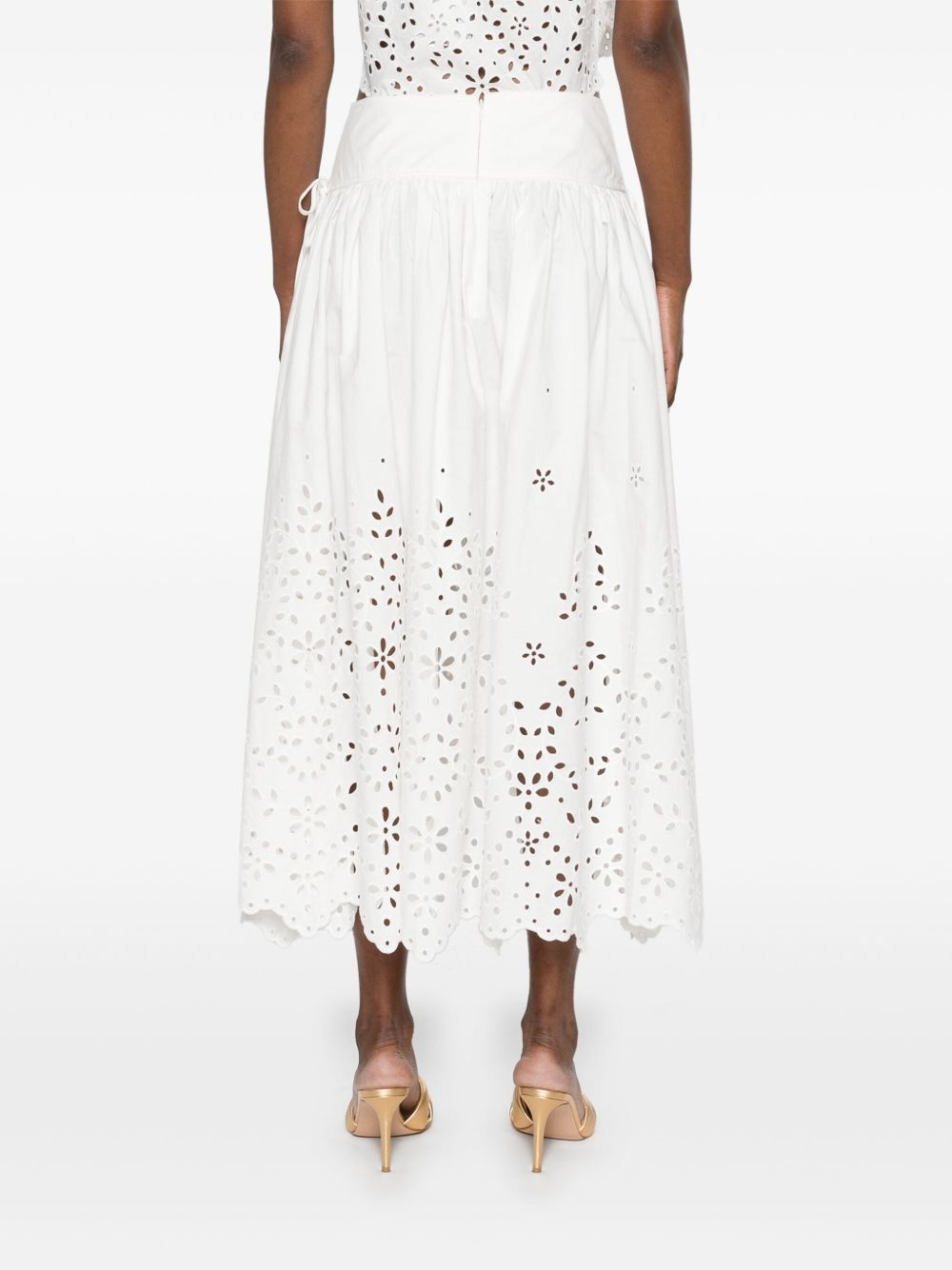 cotton embroidered midi skirt - 4