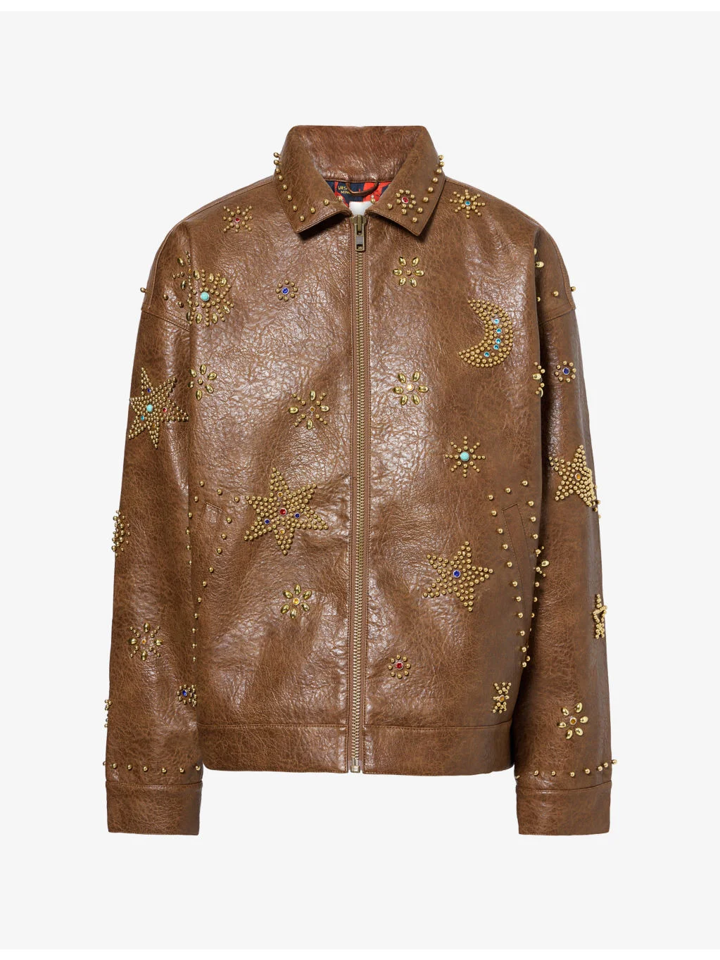 The Zip It Bead-Embellished Faux-Leather Jacket - 1