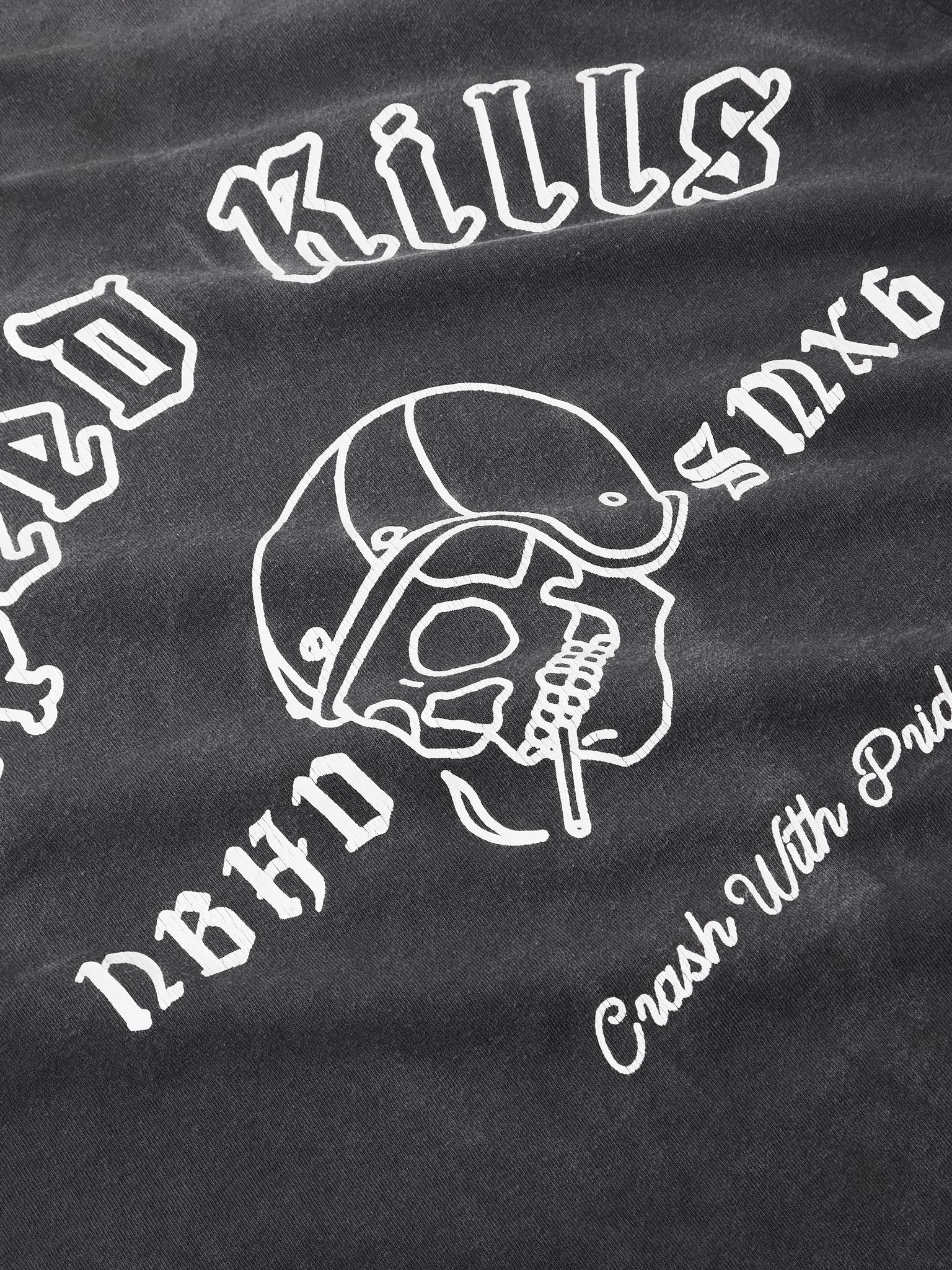 + Neighborhood Speed Kills Distressed Logo-Print Cotton-Jersey T-Shirt Black - 5