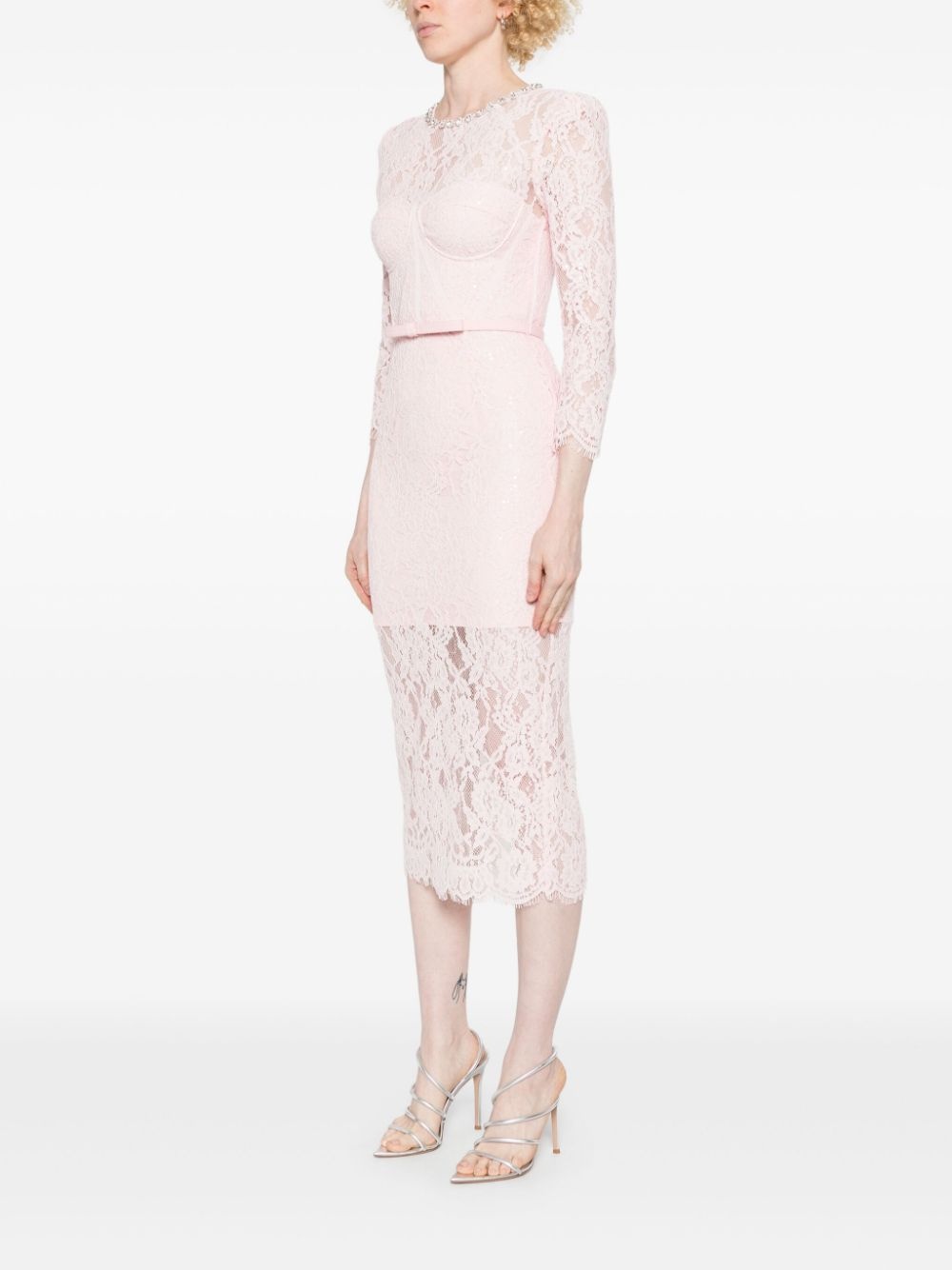 lace bustier midi dress - 3