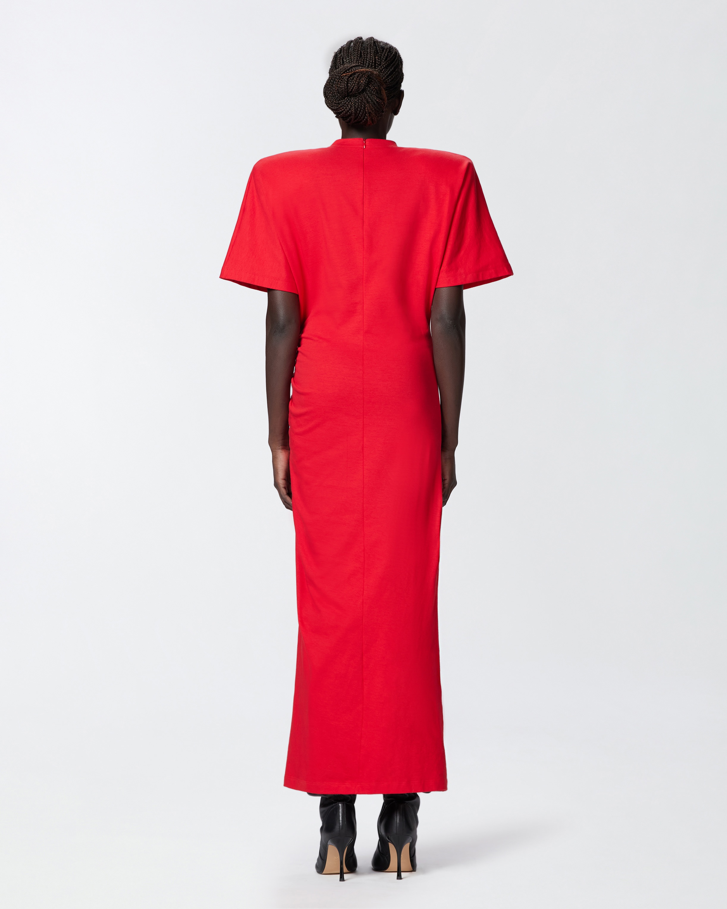 LONG T-SHIRT DRESS WITH PADDED SHOULDERS - 4