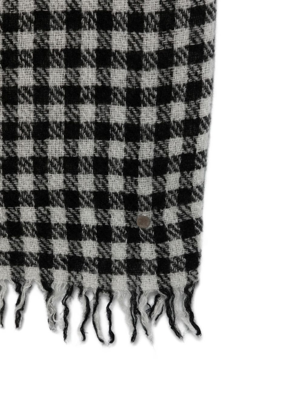 gingham frayed-edge scarf - 3
