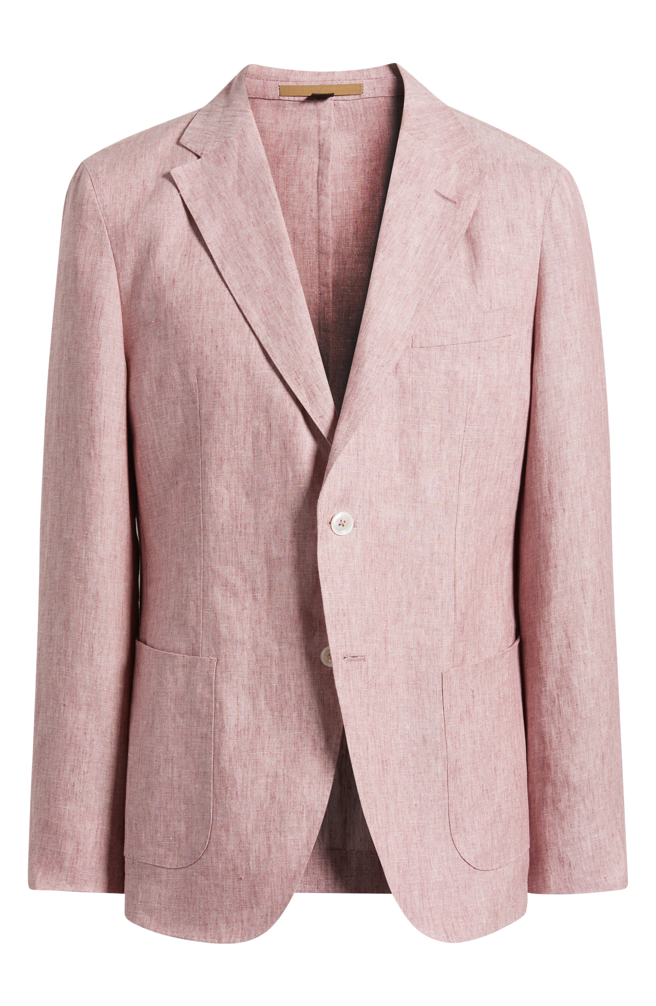 BOSS Heston Soft Linen Sport Coat in Dark Pink at Nordstrom - 6