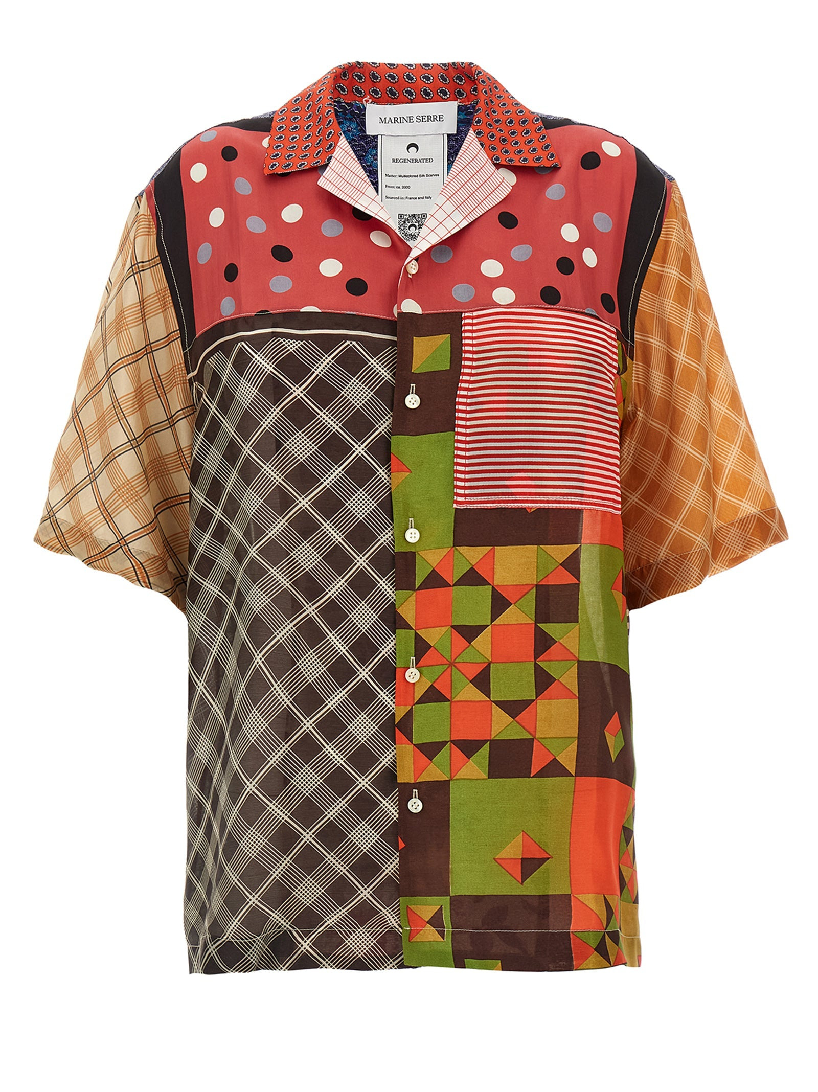 Marine Serre Women 'Regenerated Silk Scarves Bowling' Shirt - 3
