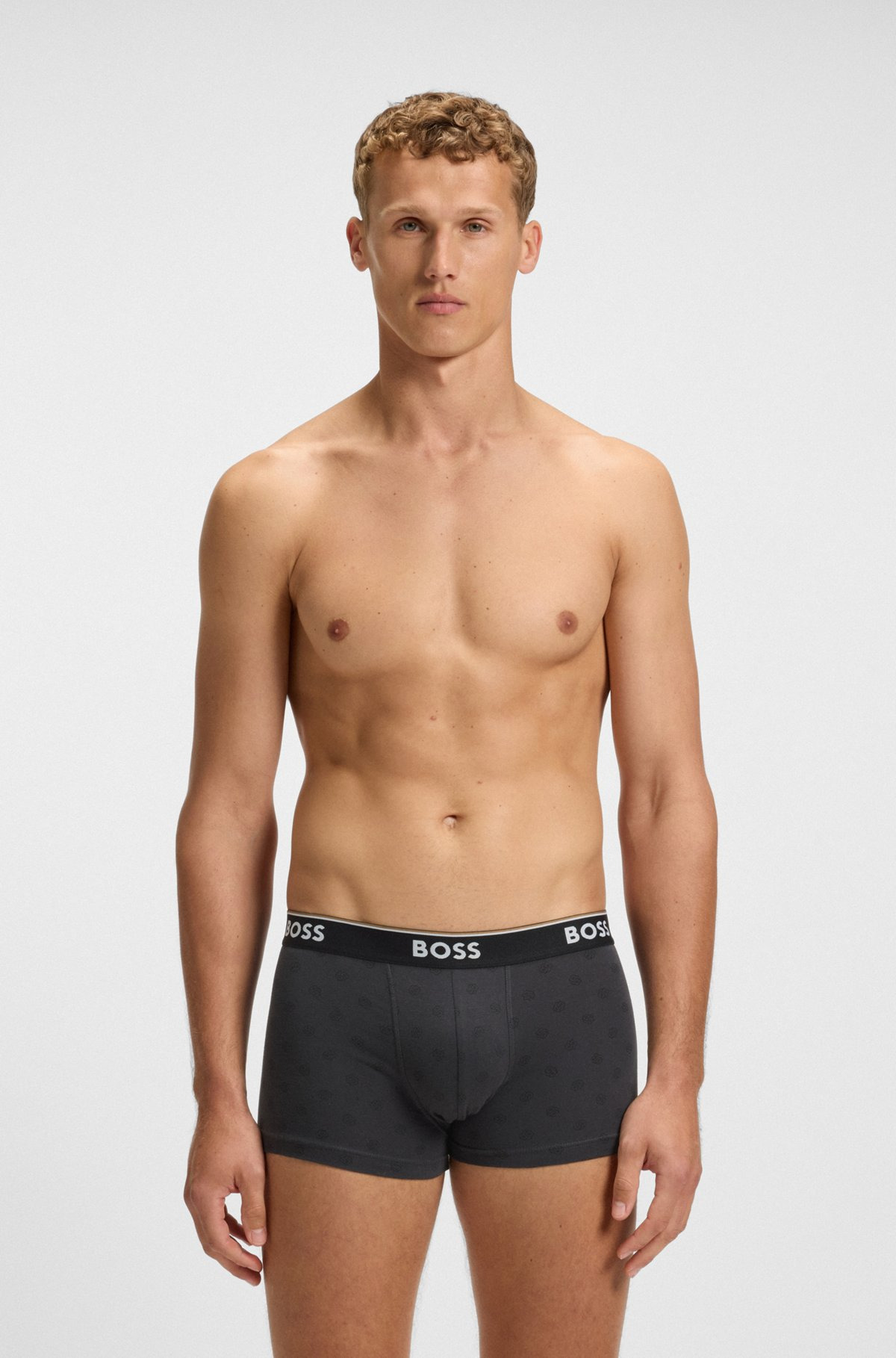 THREE-PACK OF STRETCH-COTTON TRUNKS WITH LOGO WAISTBAND - 6